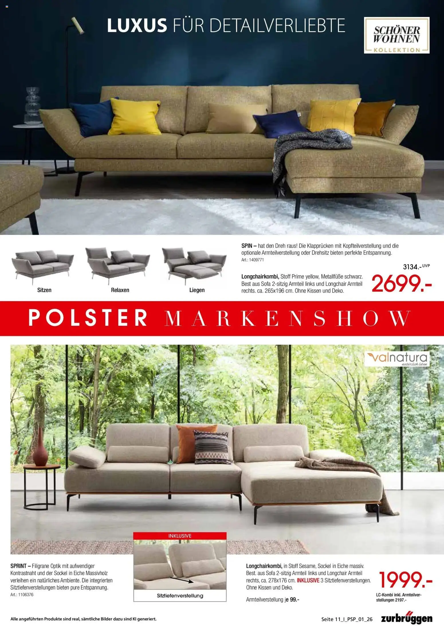 Zurbrüggen - Zurbrüggen: Polstermöbel Spezial (ab 26.10.2026) zum Blättern | Seite: 11 | Produkte: Kissen, Sofa, Bilder