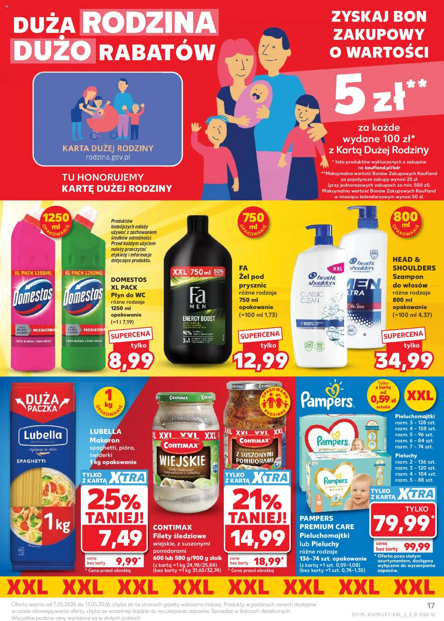 Kaufland Polsko leták od 07.05.2026 | Strana: 17 | Produkty: Pampers, Karty, Wc, Old Spice