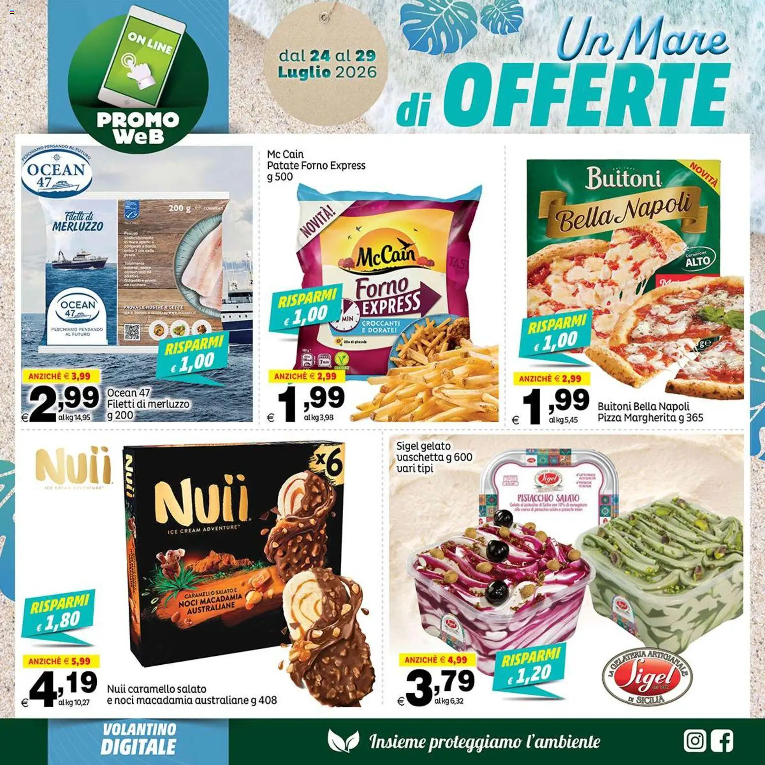 Volantino Elite Supermercati del 24/07/2026 | Pagina: 4 | Prodotti: Pizza, Merluzzo, Gelato, Patate