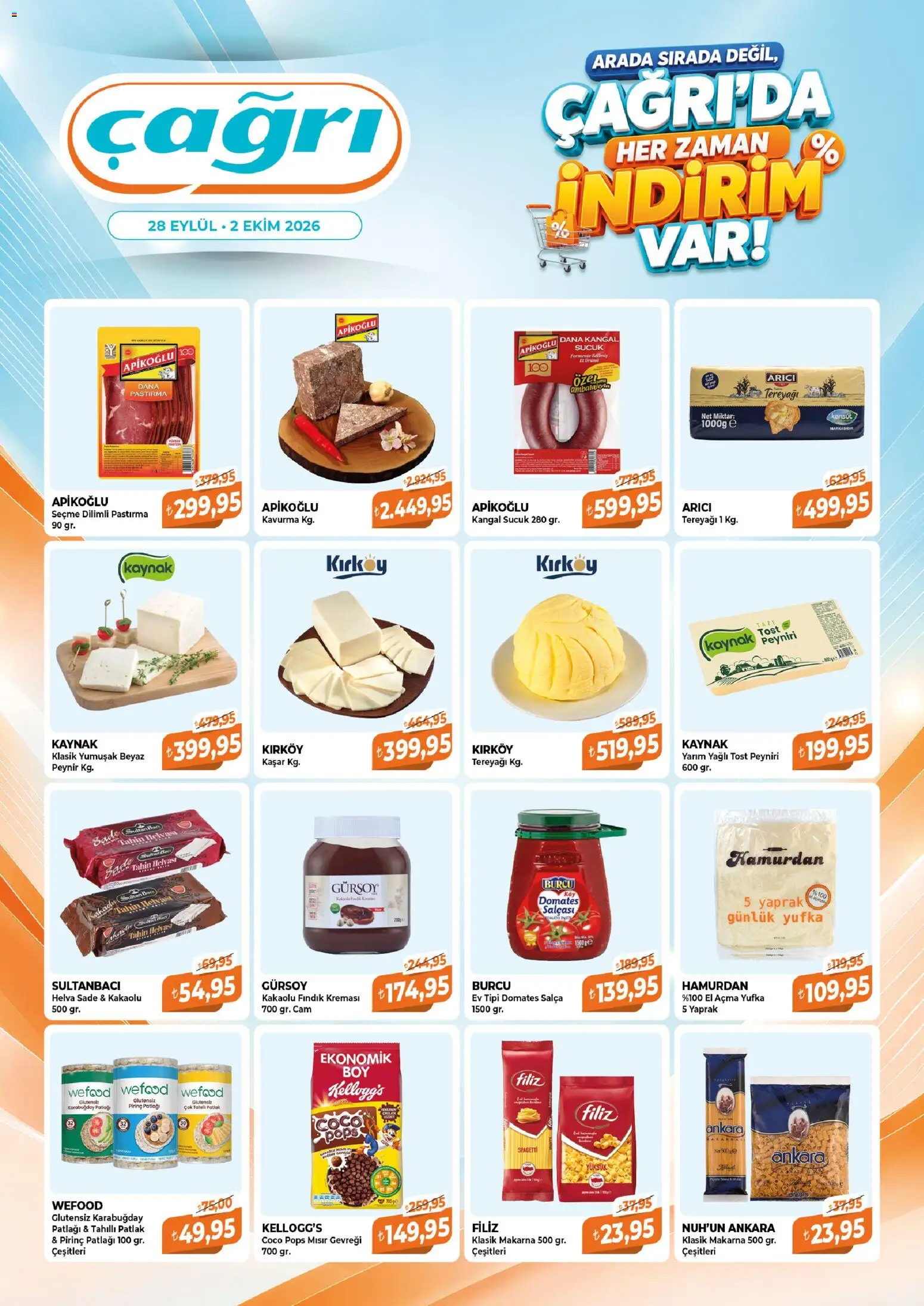 Çağrı Market Katalog - 28 Eylül 2026 tarihinden itibaren geçerlidir | Sayfa: 2 | Ürünler: Peynir, Domates, Fındık, Sucuk