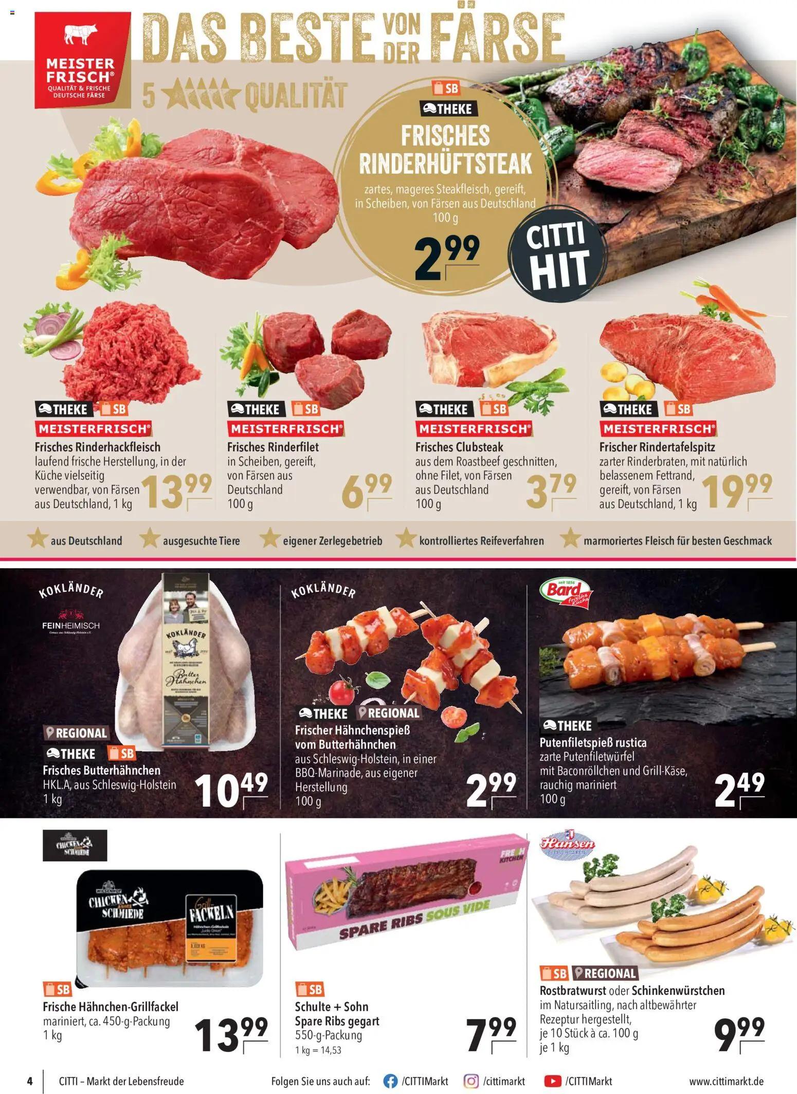 CITTI Markt Prospekt 	 – gültig ab 13.05.2026 | Seite: 4 | Produkte: Hahnchen, Theke, Roastbeef, Fleisch