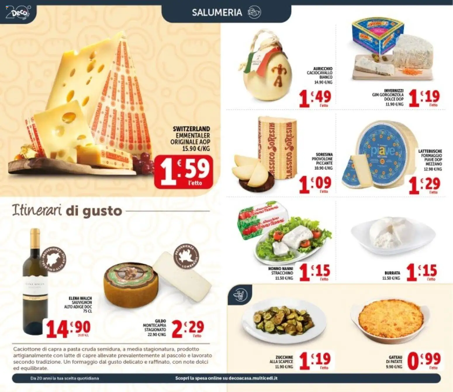 Volantino Decò del 08.06.2026 | Pagina: 2 | Prodotti: Formaggio, Pasta, Zucchine, Gorgonzola
