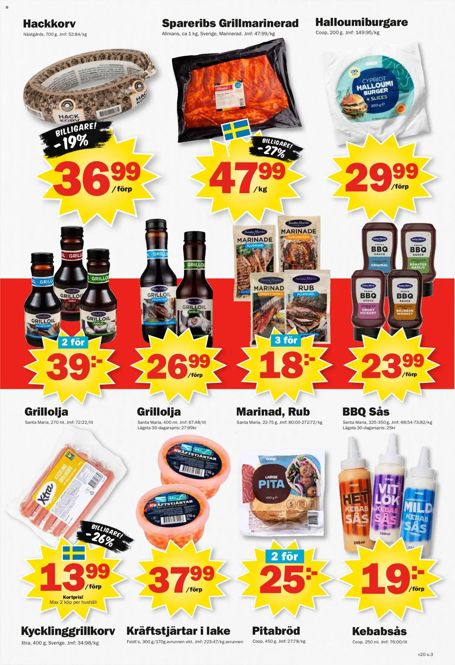 Pekås reklamblad aktuell från 11.05.2026 | Sida: 3 | Produkter: Grill, Marinad, Grillkorv, Kebabsås
