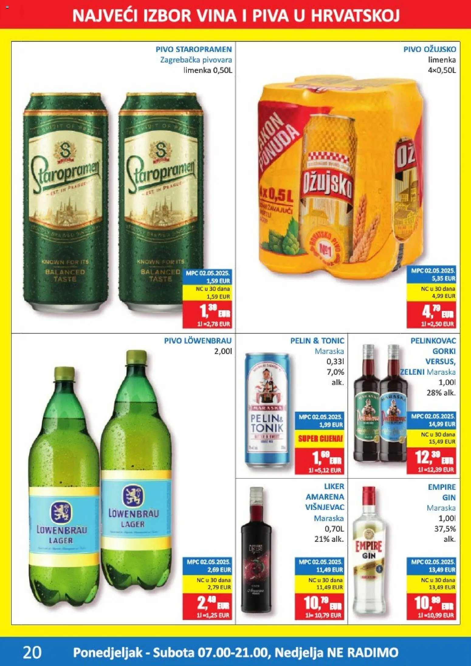 Vrutak katalog | vrijedi od 10.08.2026 | Stranica: 20 | Proizvodi: Pelinkovac, Staropramen, Pivo, Tonic