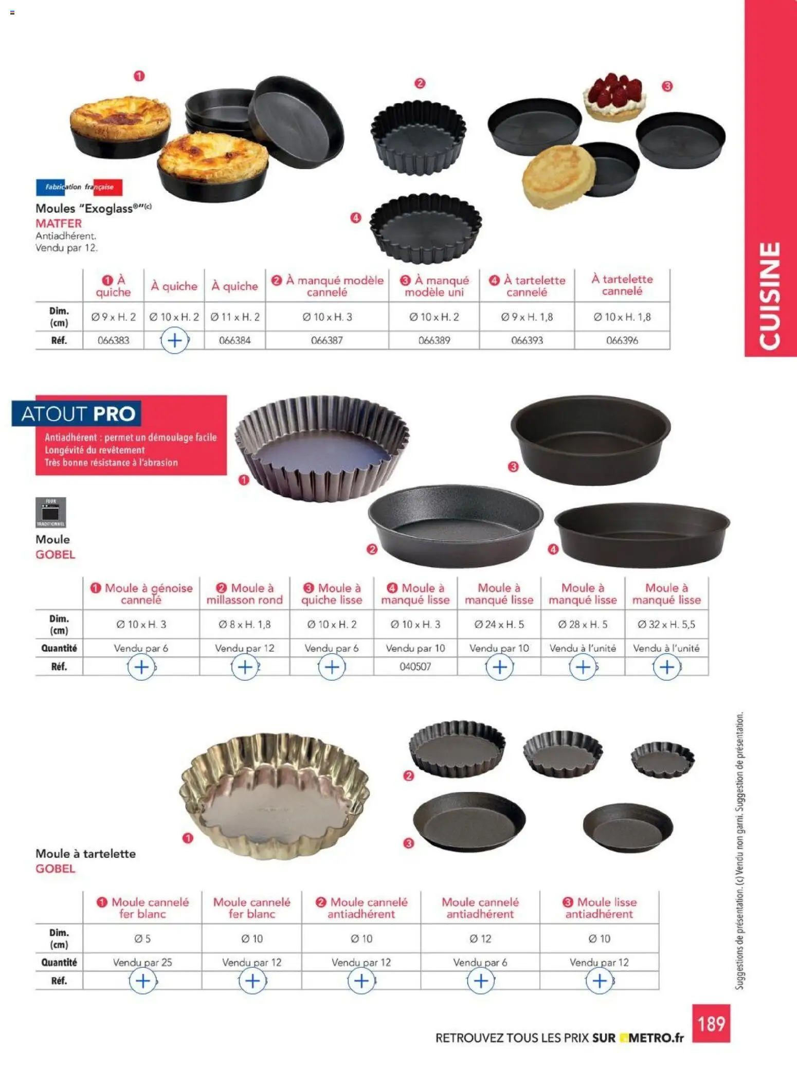 {H1} | Page: 189 | Produits: Moules, Four