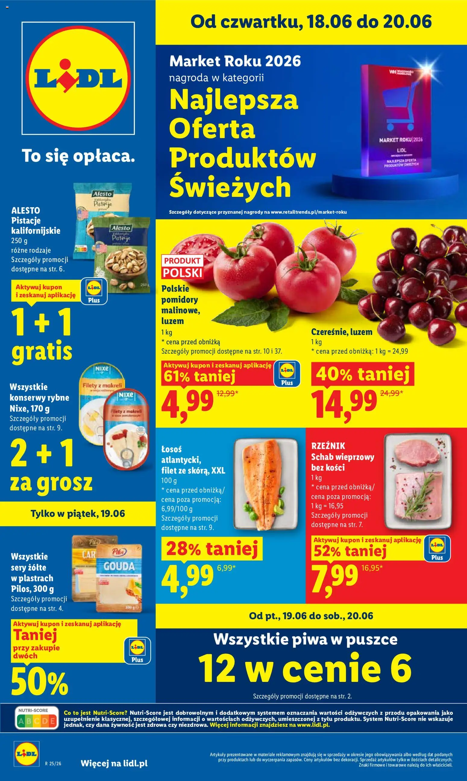 Lidl Polsko leták od 18.06.2026 | Strana: 1 | Produkty: Gouda, Losos, Filet