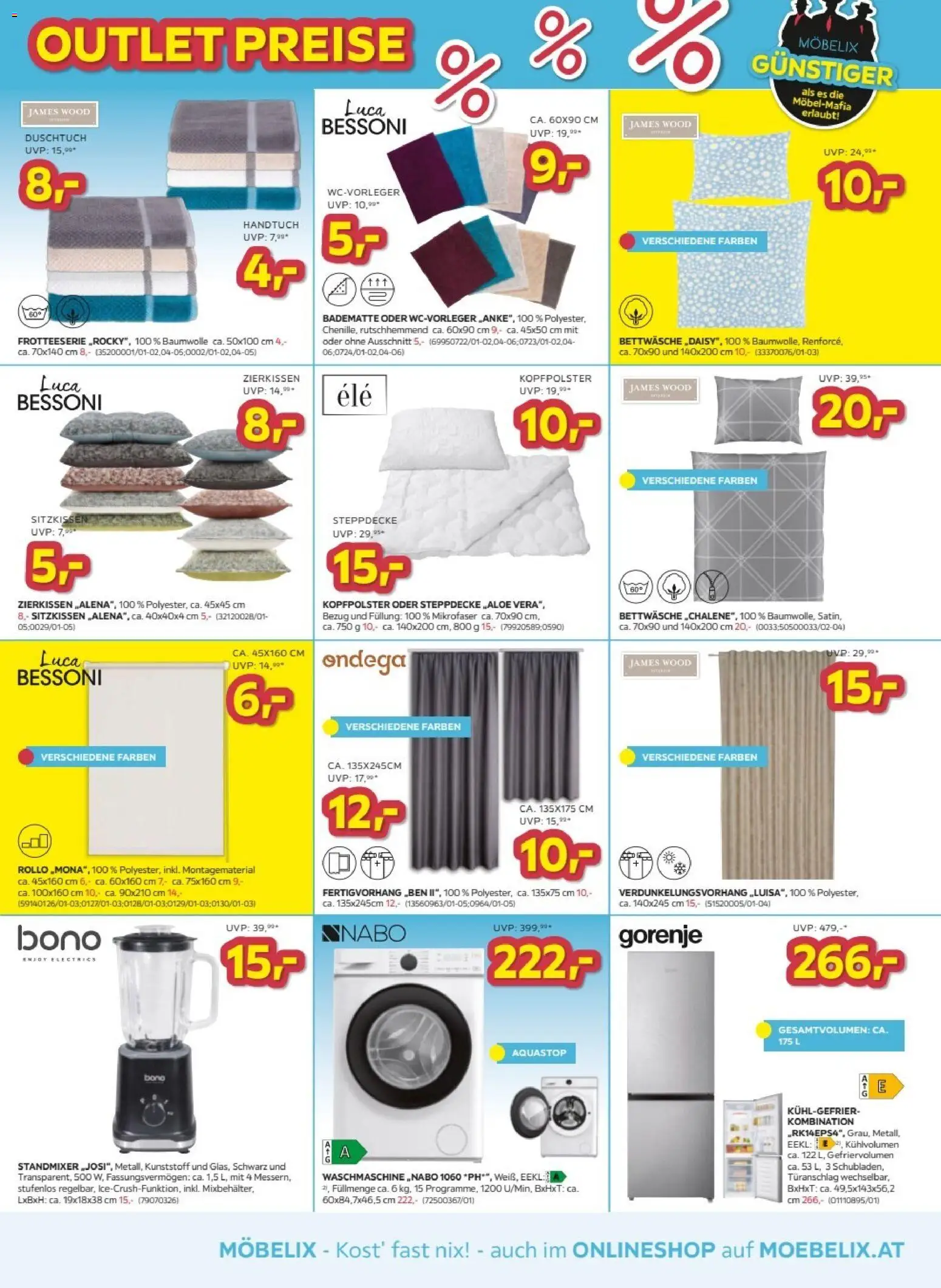 Möbelix Postenweise Outlet Preise gültig ab 07.07.2026 | Seite: 7 | Produkte: Waschmaschine