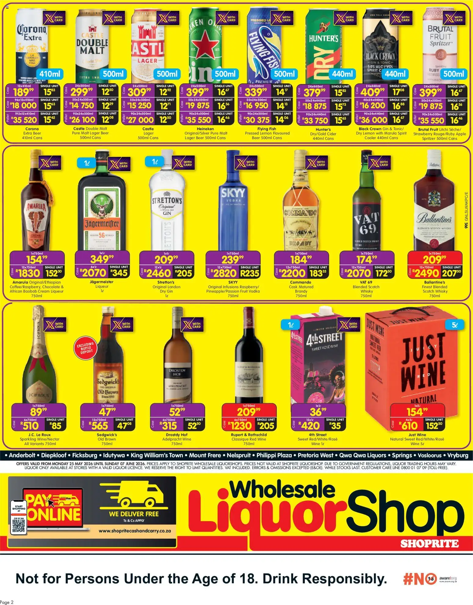 New Shoprite catalogue – valid from 25.05.2026 | Page: 2 | Products: Wine, Cream, Vodka, Fruit