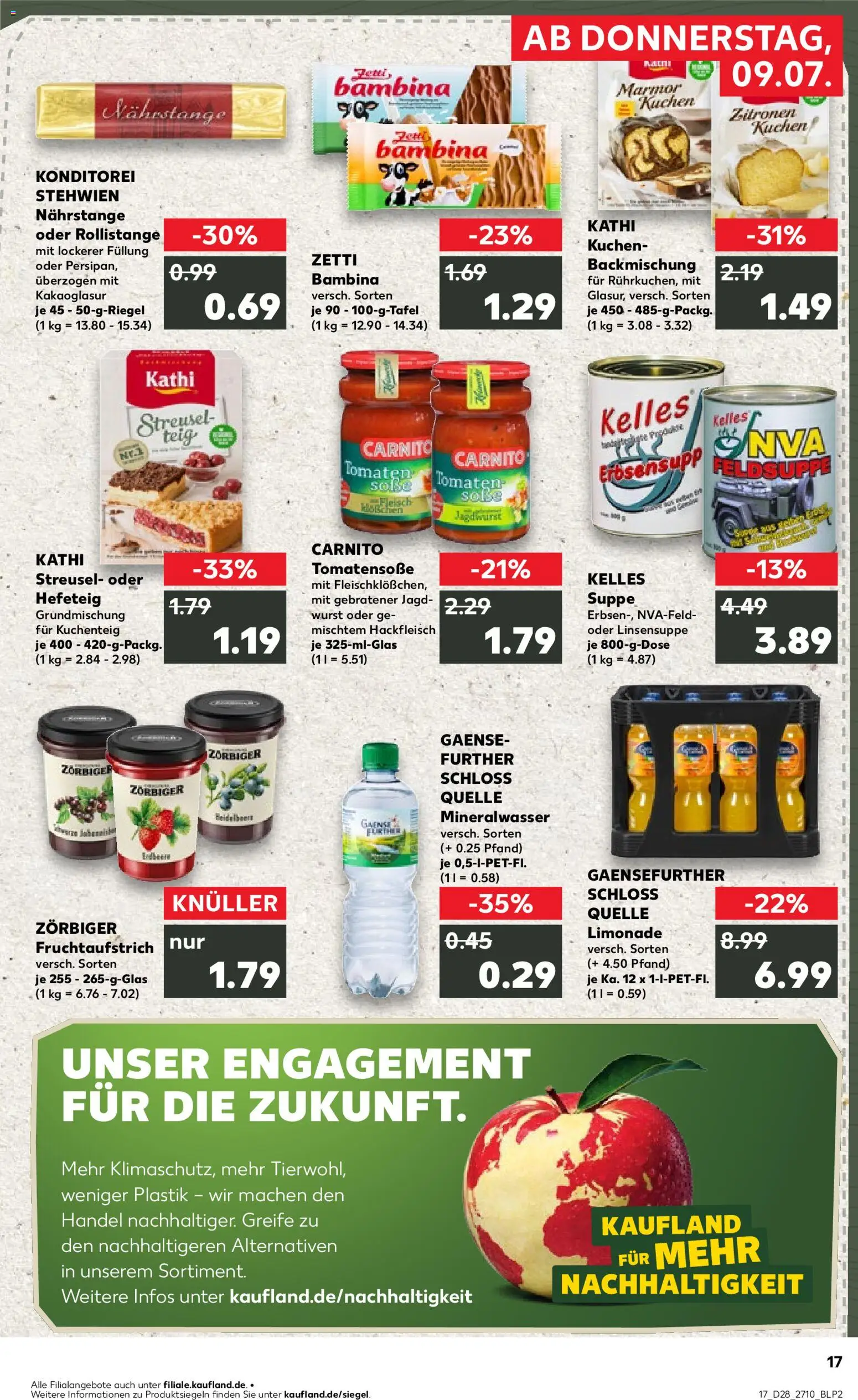 Kaufland Prospekt Zeitz – gültig ab 09.07.2026 | Seite: 17 | Produkte: Tomaten, Wurst, Kuchen, Zitronen