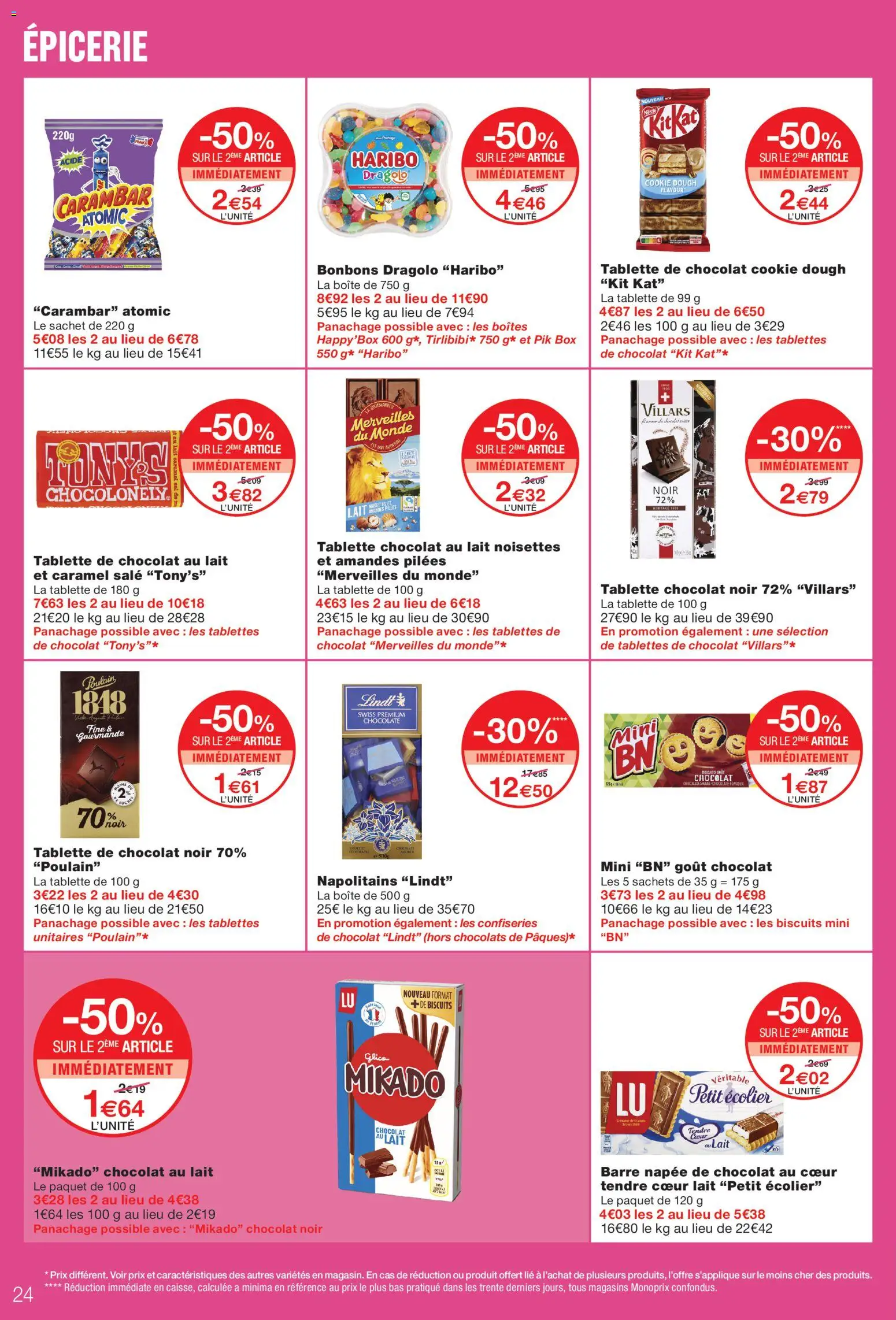 {H1} | Page: 24 | Produits: Petit écolier, Tablettes de chocolat, Chocolat noir, Bonbons