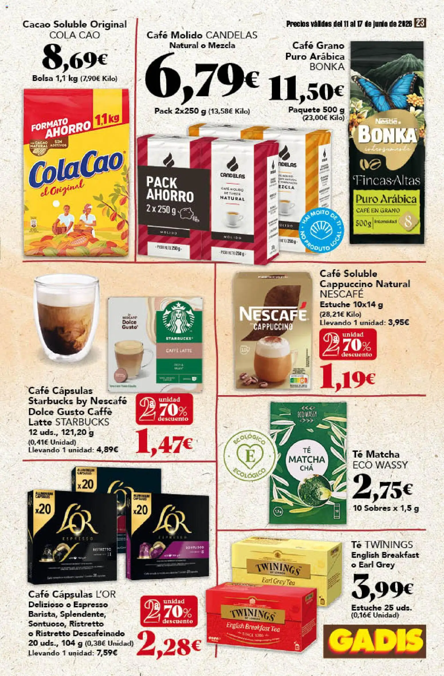 Gadis folleto │ válido desde el 11.06.2026 | Página: 23 | Productos: Café, Té, Bolsa, Peso