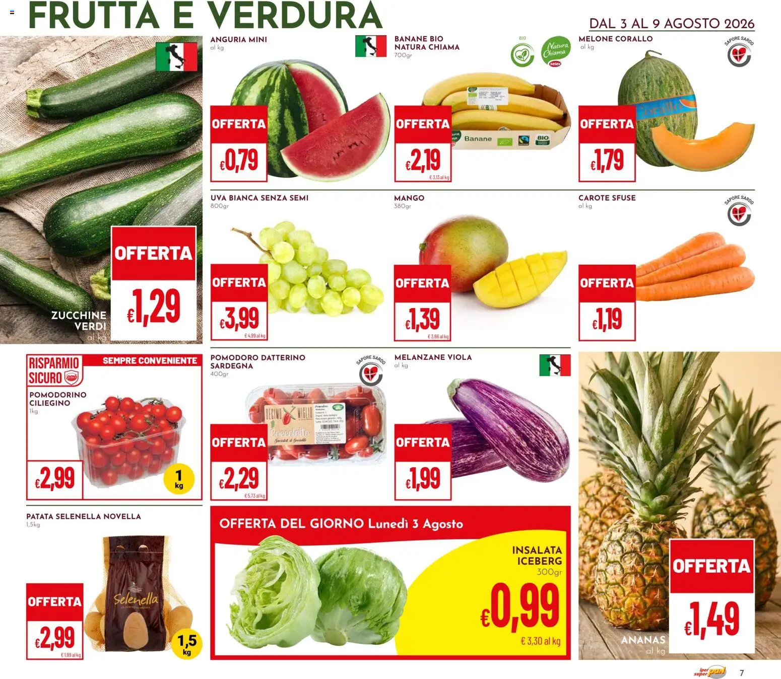 Volantino Pan del 03/08/2026 | Pagina: 7 | Prodotti: Mango, Ananas, Anguria, Melone