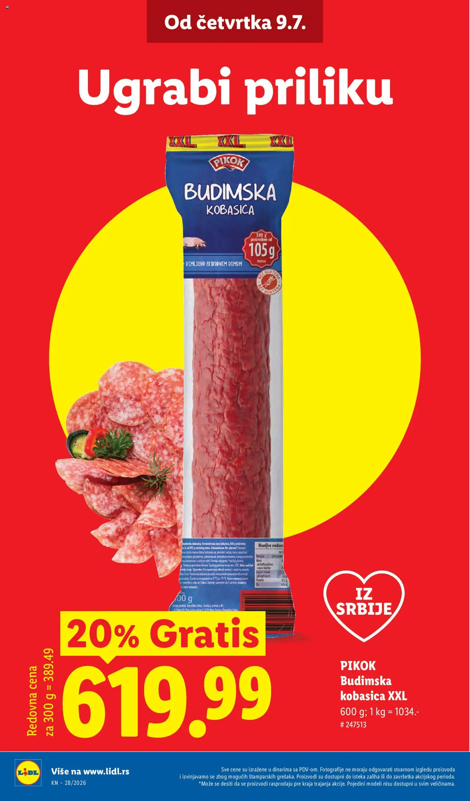 Lidl katalog - važi od 09.07.2026 | Strana: 4 | Proizvode: Budimska kobasica, Kobasica