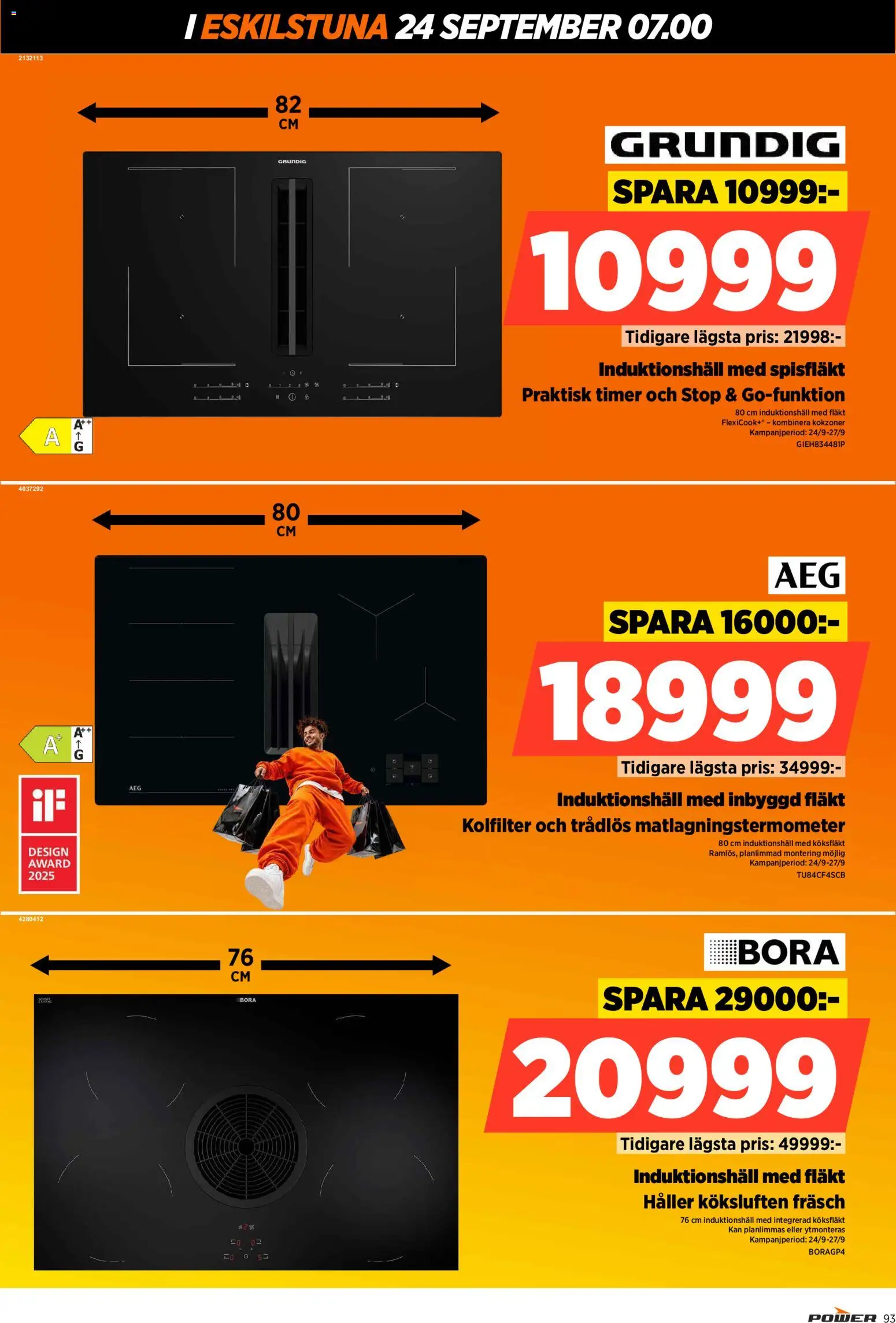 Power reklamblad aktuell från 24/09/2026 | Sida: 93 | Produkter: Köksfläkt, Fläkt, Induktionshäll, Kolfilter