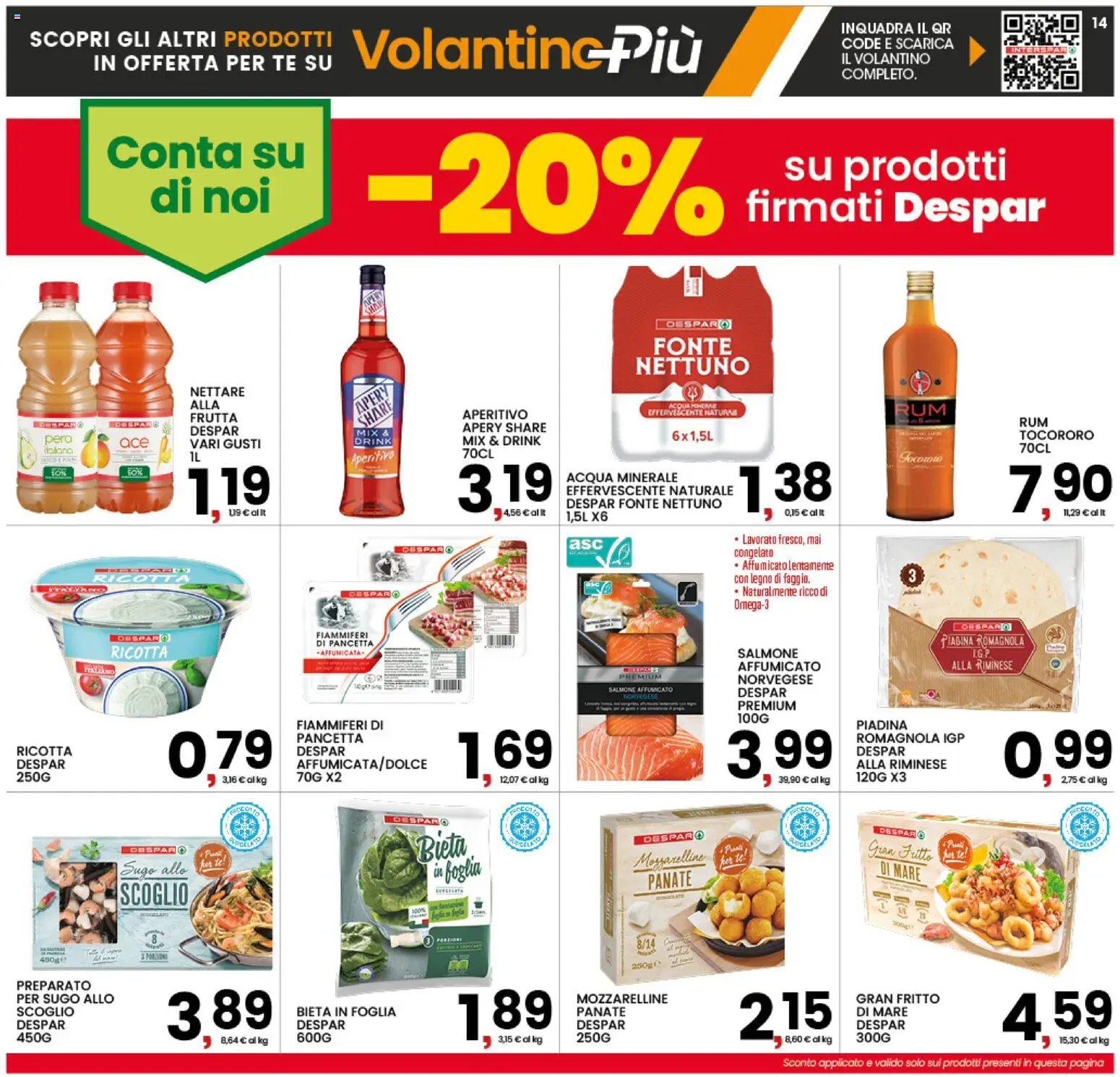 Volantino Interspar del 01/10/2026 | Pagina: 14 | Prodotti: Salmone, Frutta, Piadina, Ricotta