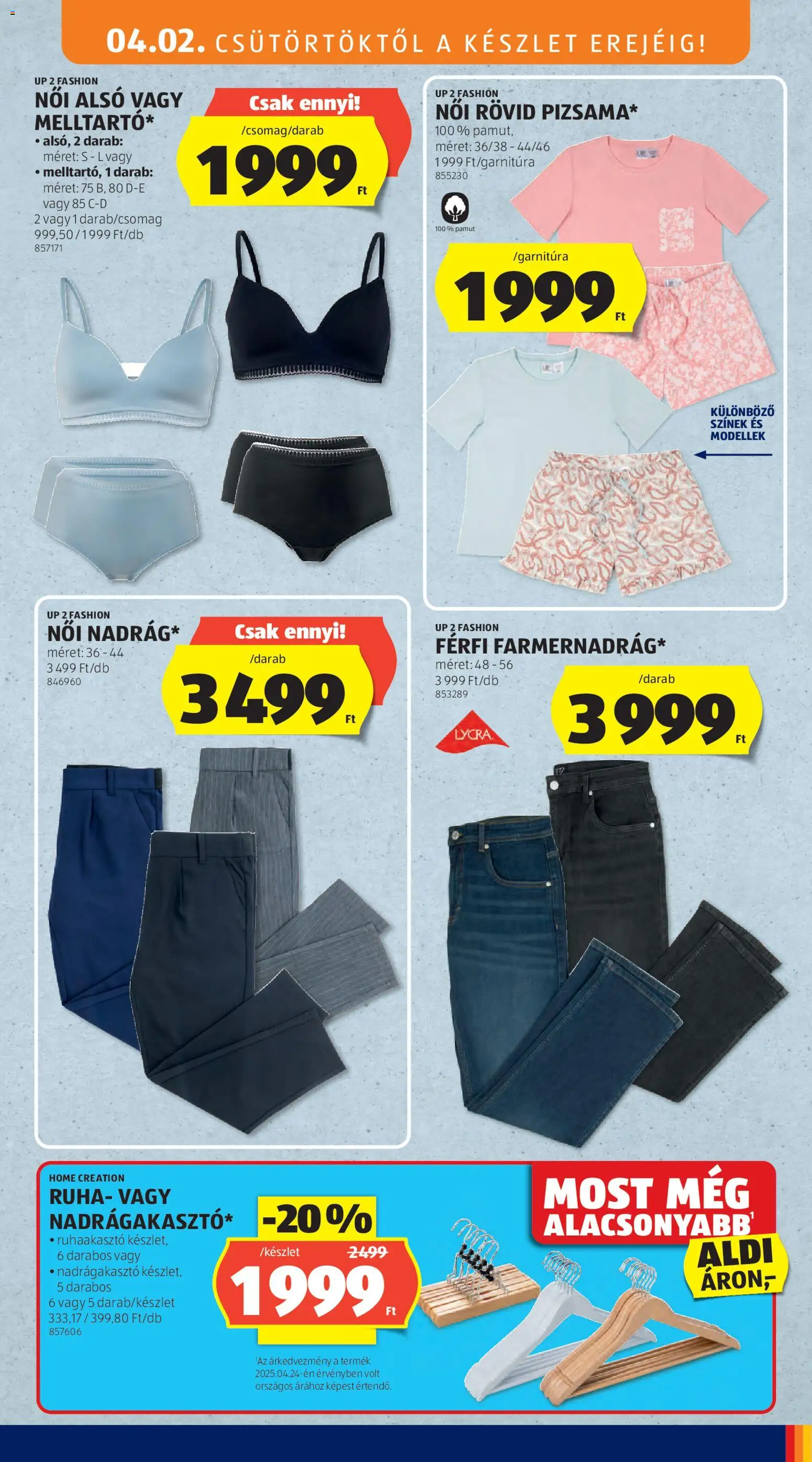Aldi akciós ujság - amely érvényes a következő dátumtól: 2026.04.02. | Oldal: 27 | Termékek: Női alsó, Ruha