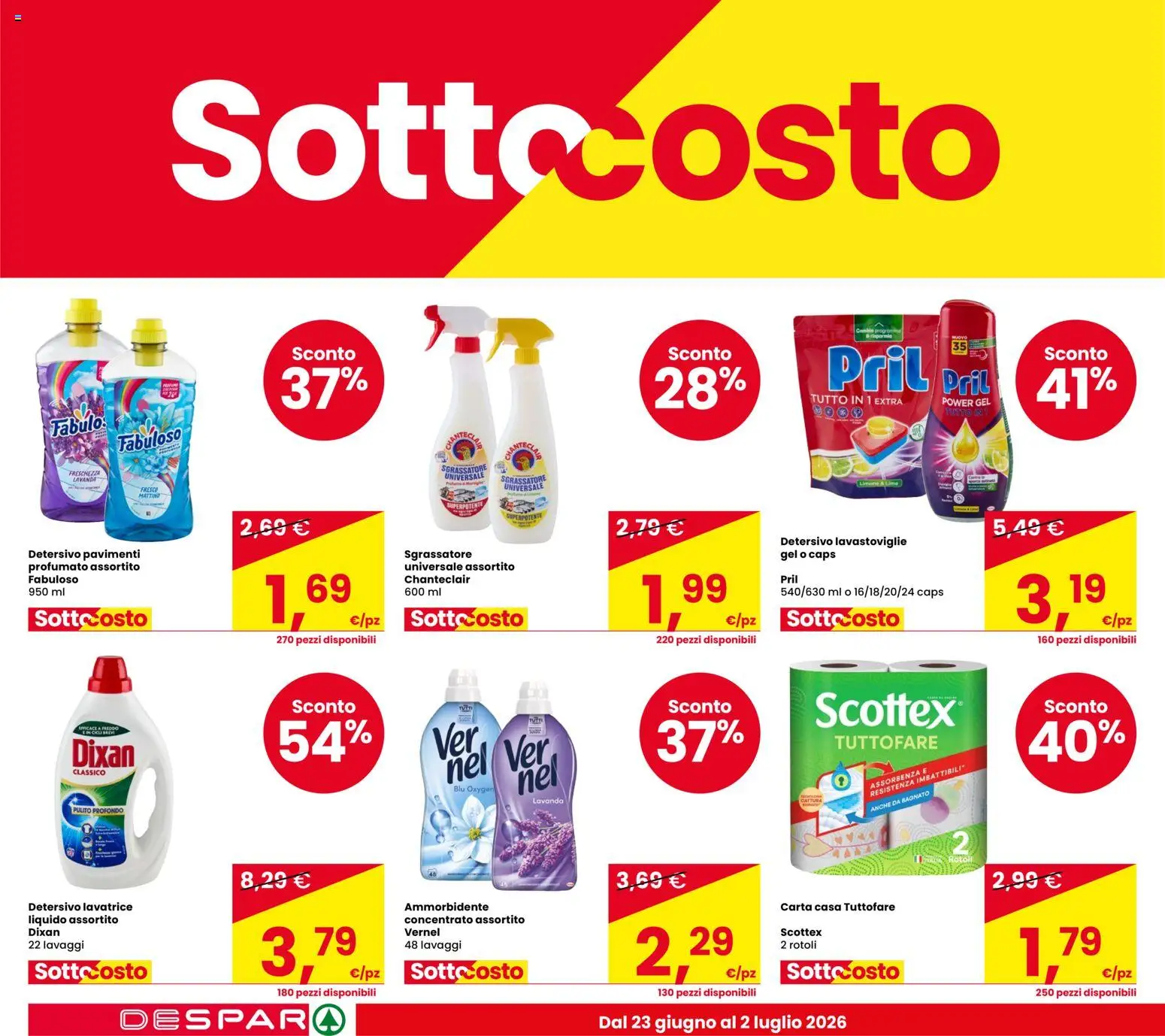 Volantino Despar del 23/06/2026 | Pagina: 10 | Prodotti: Lime, Lavatrice, Lavastoviglie, Lavanda