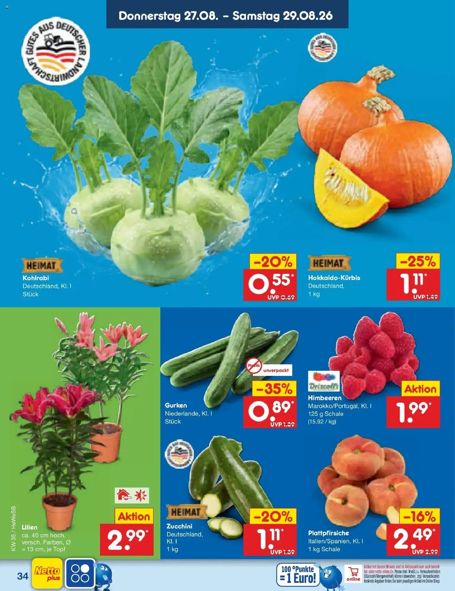 Netto Marken-Discount Prospekt Hamburg (ab 24.08.2026) » Angebote | Seite: 48 | Produkte: Himbeeren, Kohlrabi, Zucchini, Gurken