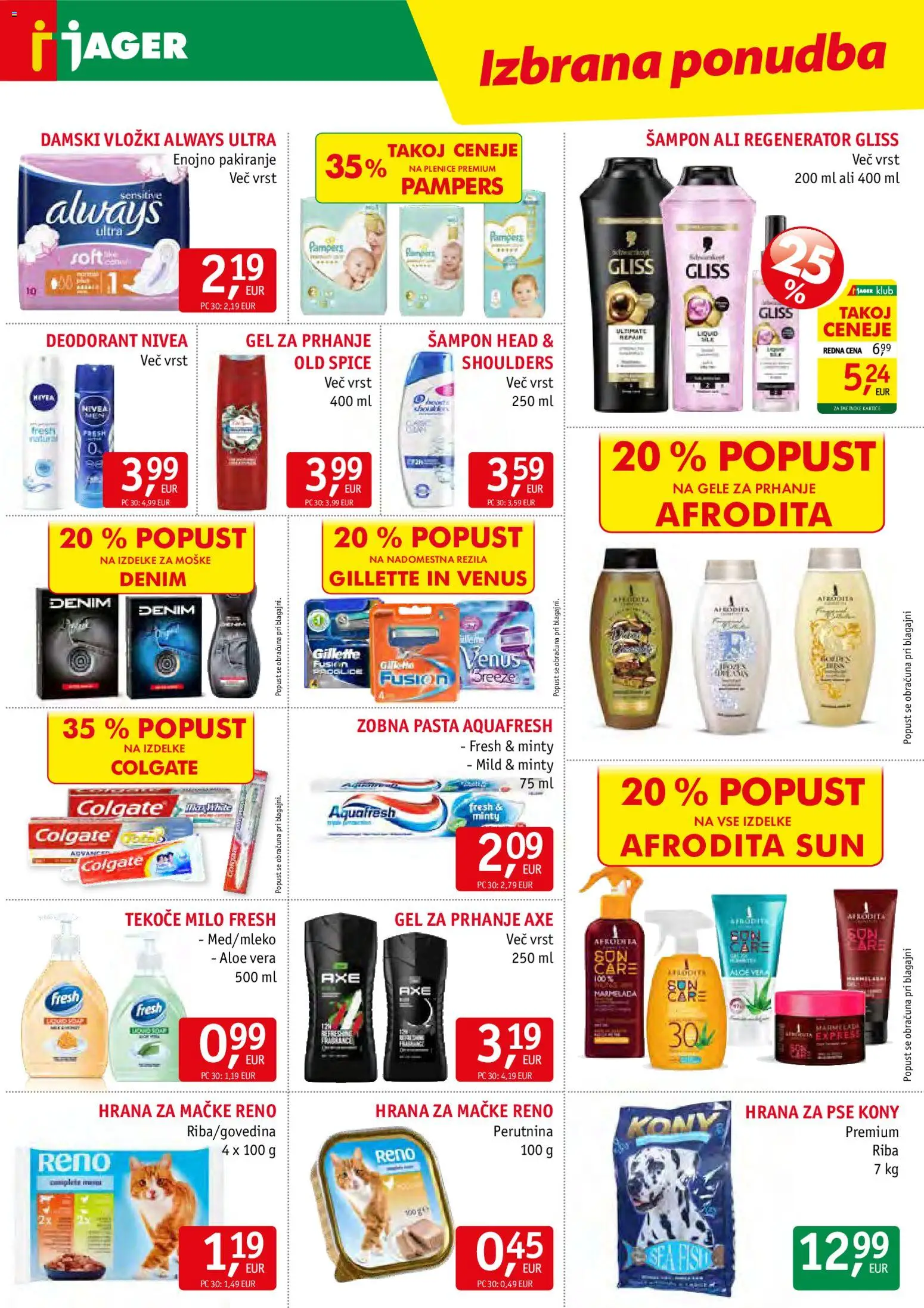 Novi Jager katalog ponudbe – veljaven od 27.05.2026 | Stran: 14 | Izdelki: Vložki, Sampon, Zobna pasta, Riba