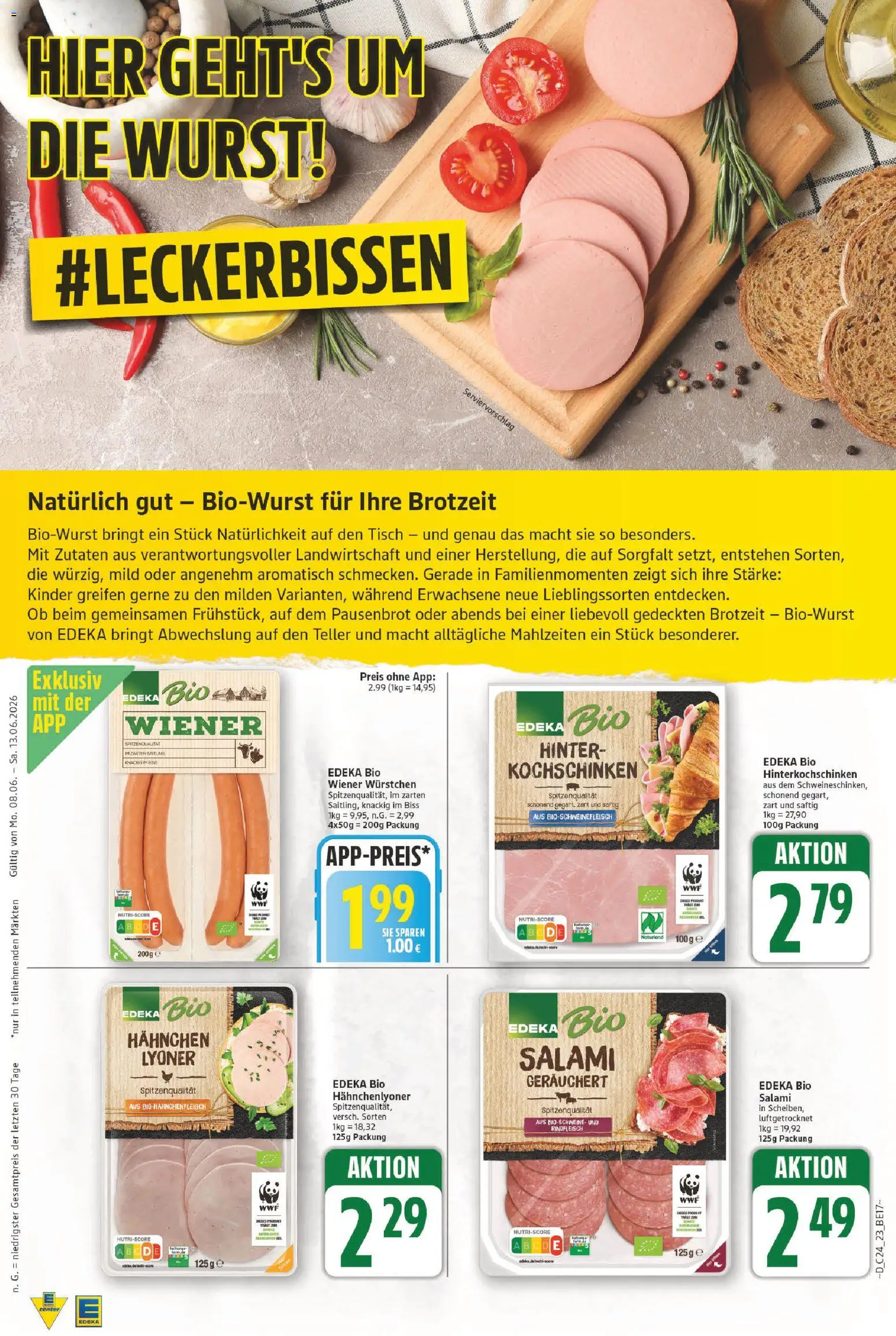 E center Prospekt – gültig ab 08.06.2026 | Seite: 23 | Produkte: Wiener wurstchen, Tisch, Wurst, Salami