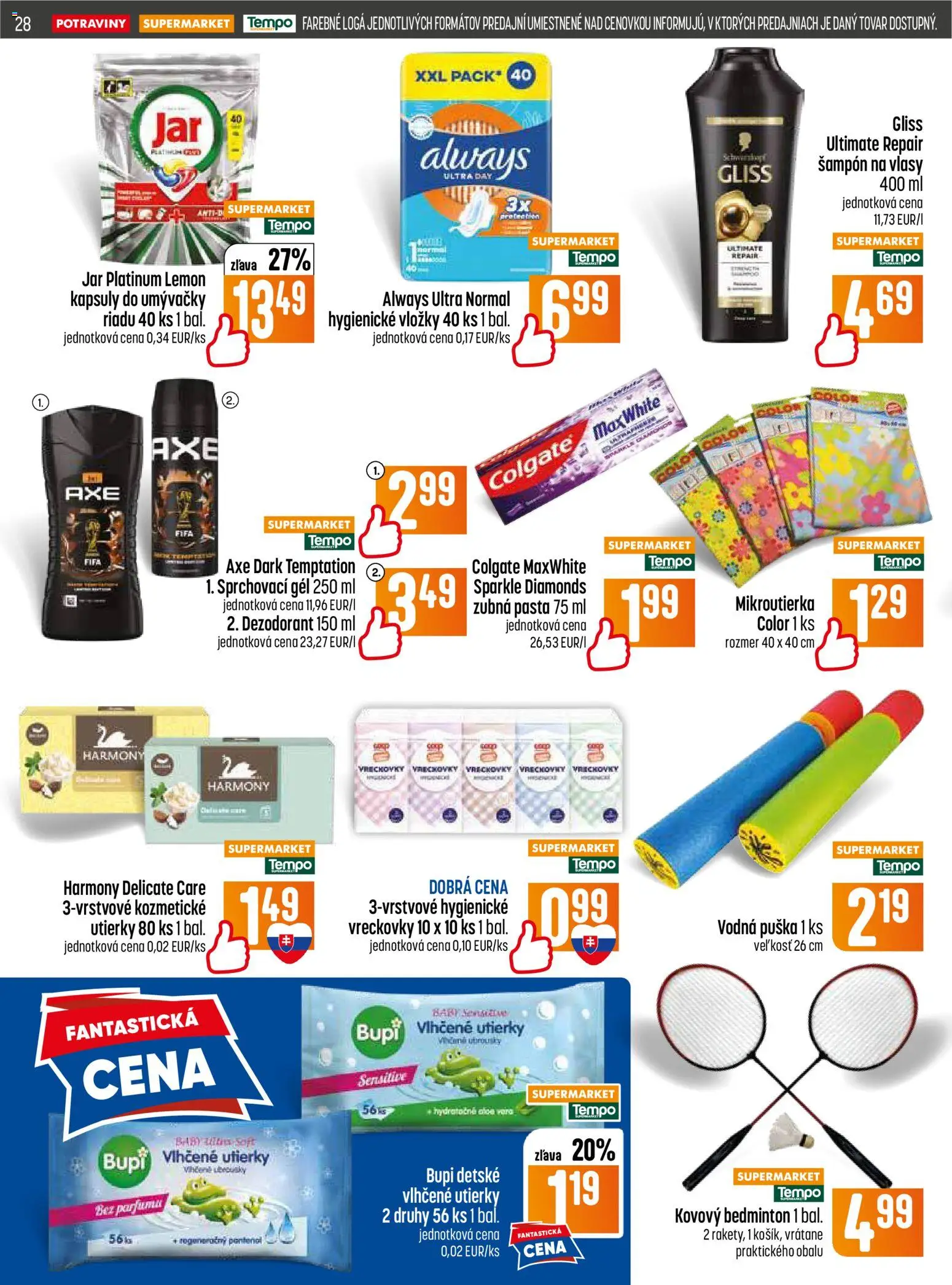 Nové COOP Jednota akcie – leták je platný od 11.06.2026 | Strana: 28 | Produkty: Šampón, Dezodorant, Zubná pasta, Jar