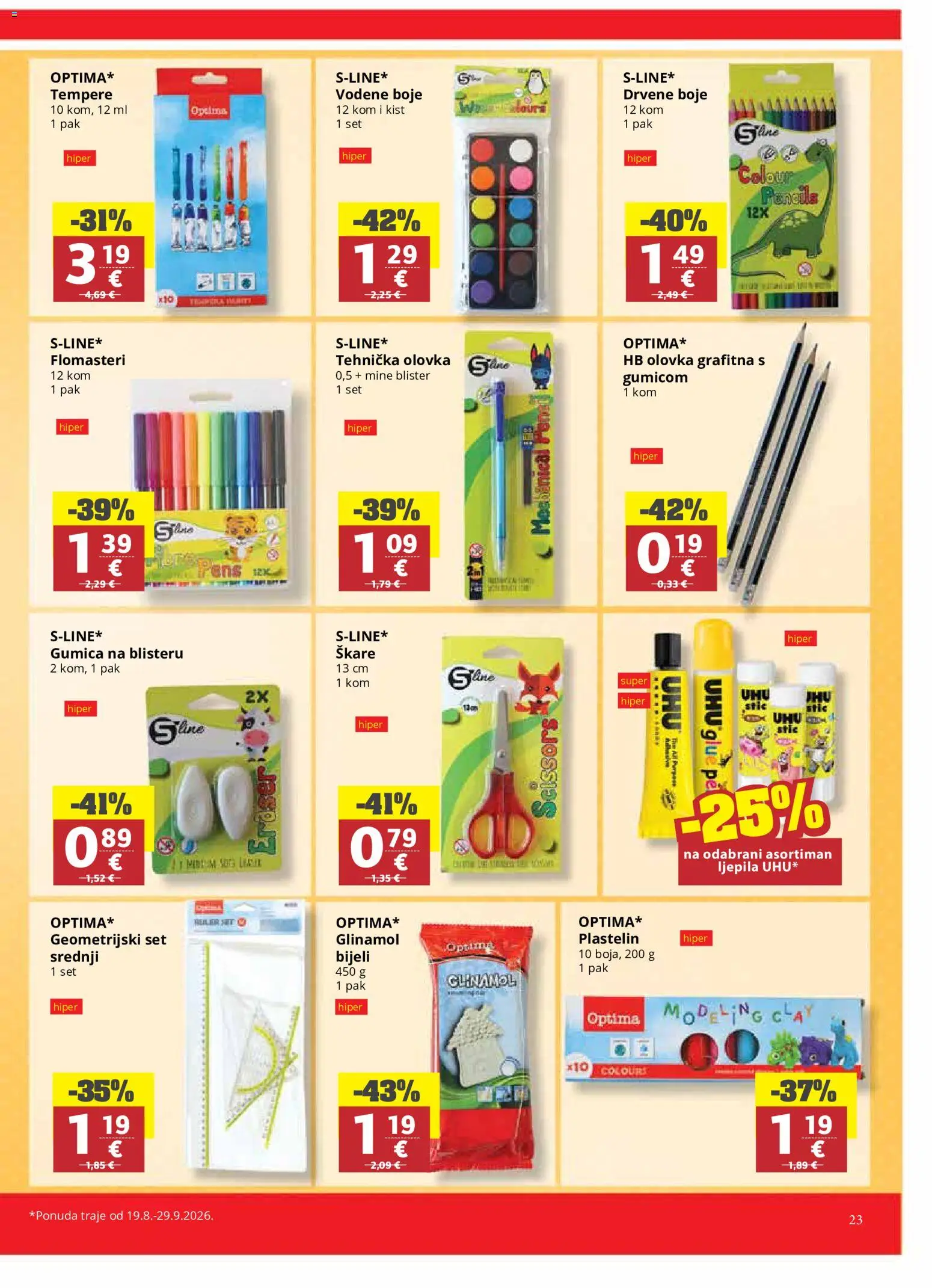 Ribola katalog | vrijedi od 19.08.2026 | Stranica: 23 | Proizvodi: Kist, Škare, Tempere, Flomasteri