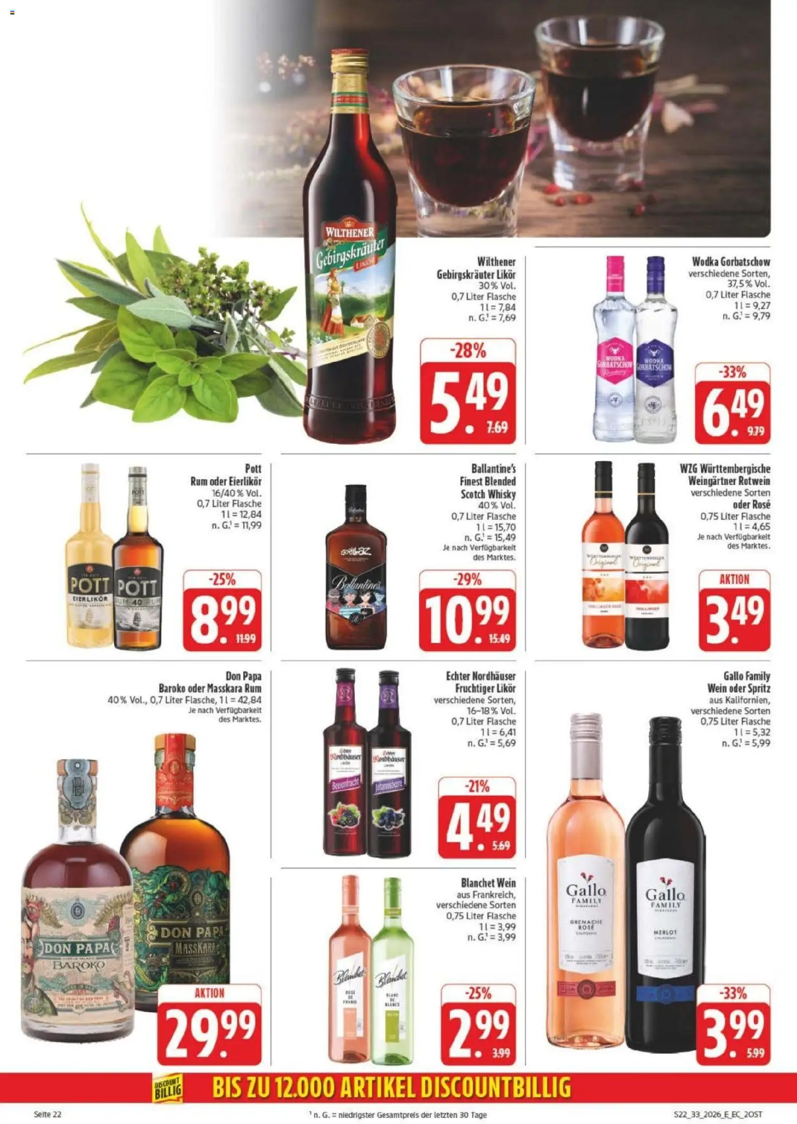 Edeka Prospekt Leipzig – gültig ab 10.08.2026 | Seite: 30 | Produkte: Whisky, Rum, Wodka gorbatschow, Wein