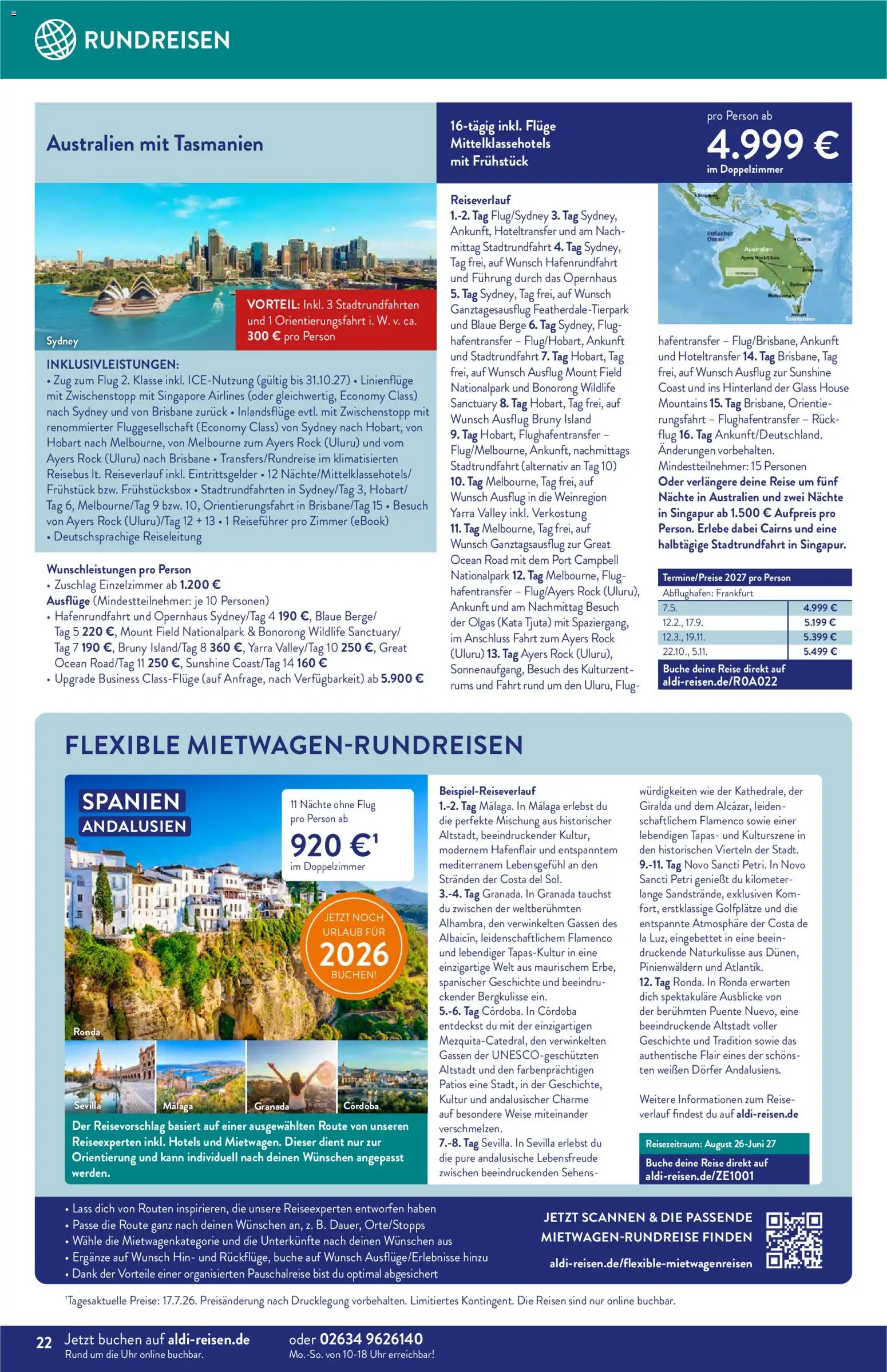 Aldi Reisen Reisemagazin – gültig ab 01.08.2026 | Seite: 22