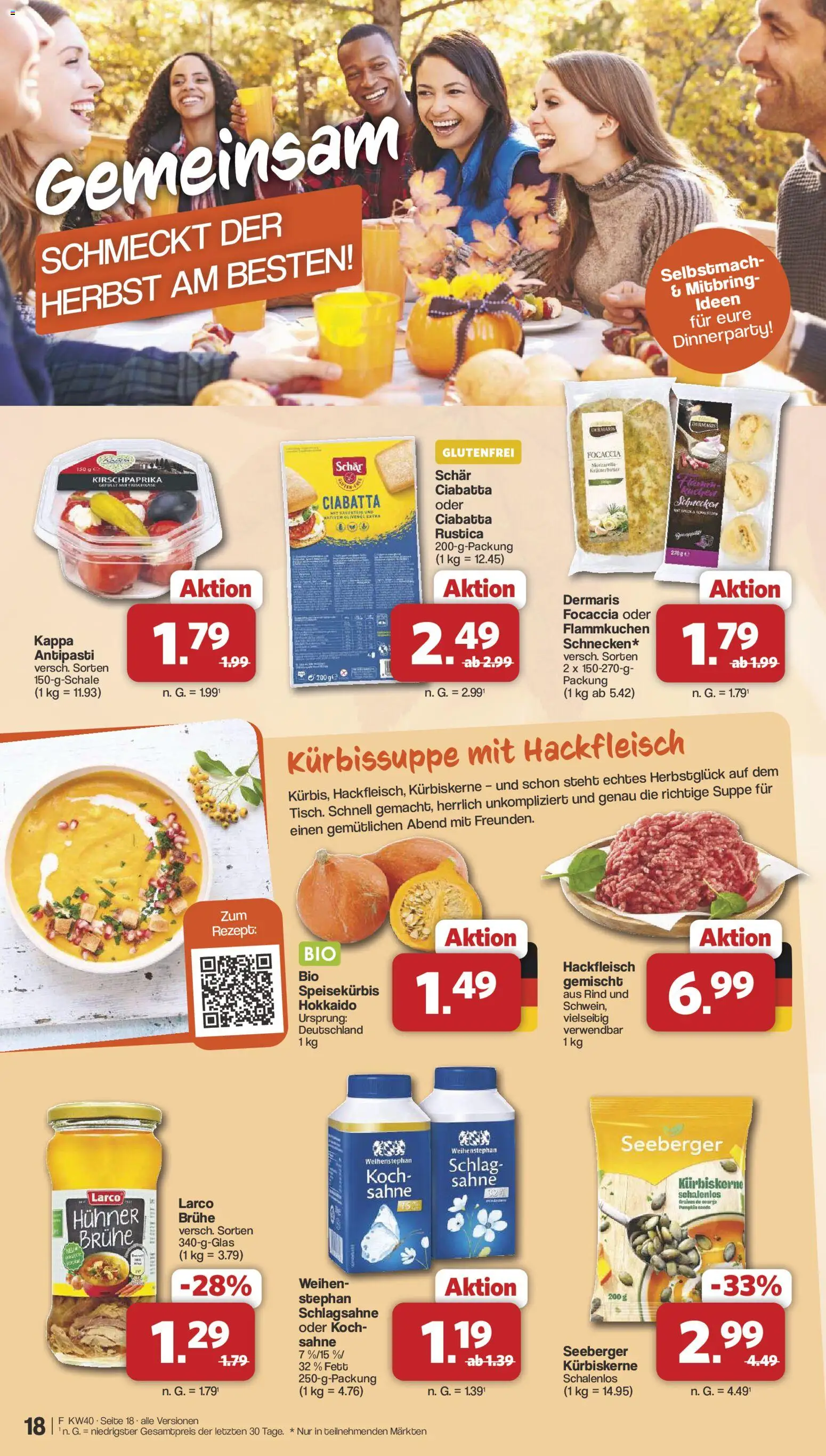 Famila Nordwest Prospekt – gültig ab 28.09.2026 | Seite: 18 | Produkte: Schlagsahne, Brühe, Sahne, Hackfleisch
