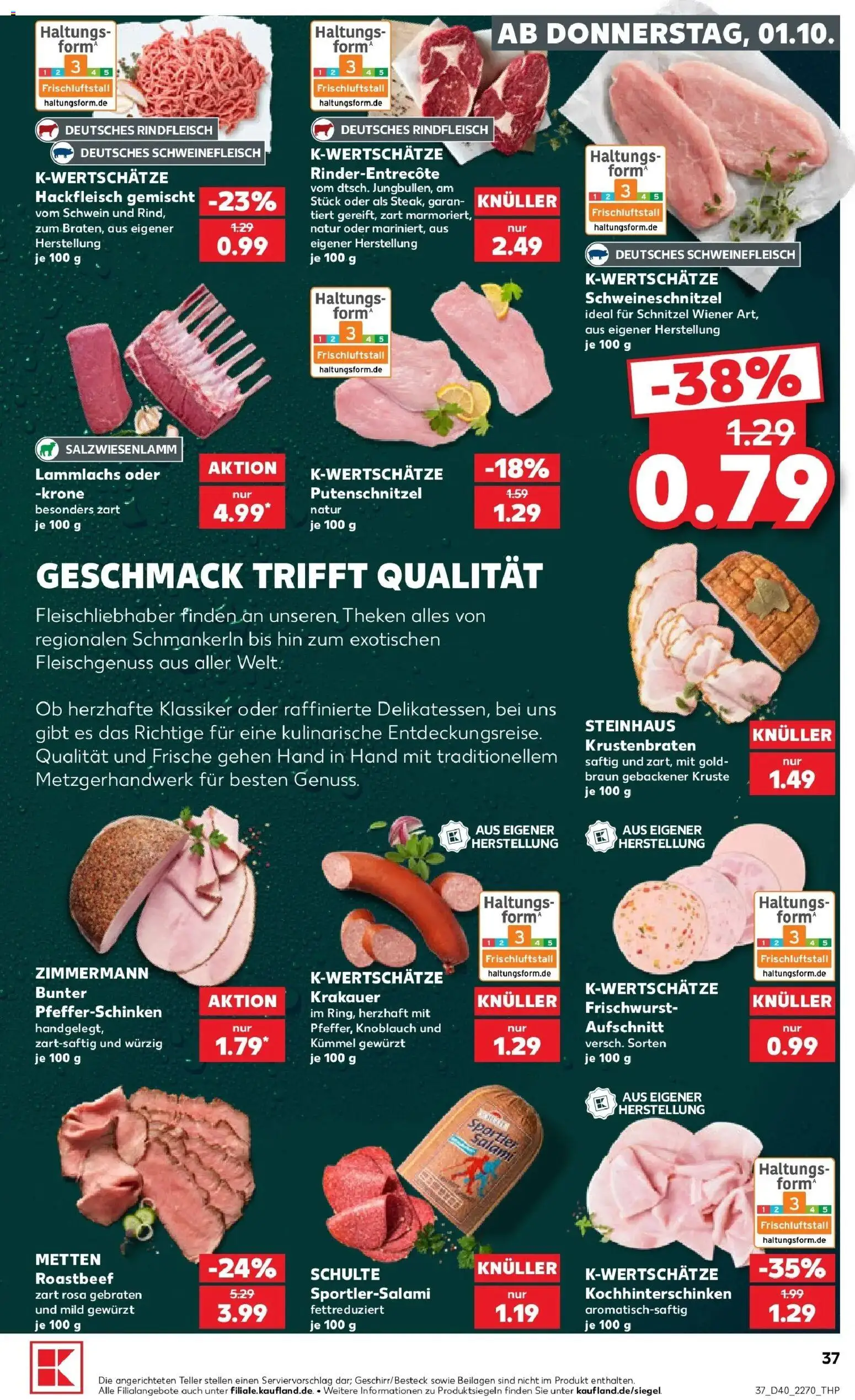 Prospekt Kaufland ab 28.09.2026 » Angebote Online zum Blättern | Seite: 47 | Produkte: Beilagen, Roastbeef, Salami, Schweinefleisch