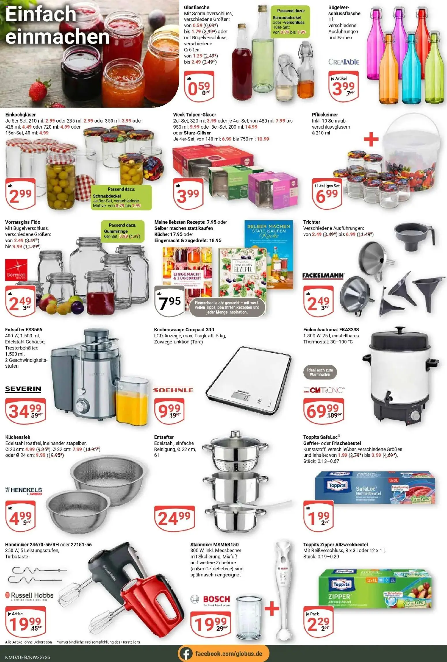 Globus Prospekt Köln (ab 03.08.2026) » Angebote online | Seite: 13 | Produkte: Bosch, Entsafter, Handmixer, Stabmixer