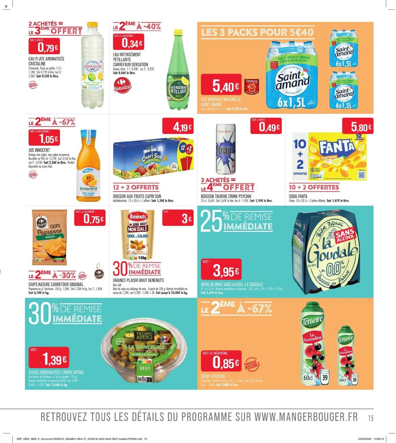 {H1} | Page: 15 | Produits: Citron, Menthe, Eau minérale naturelle, Jus