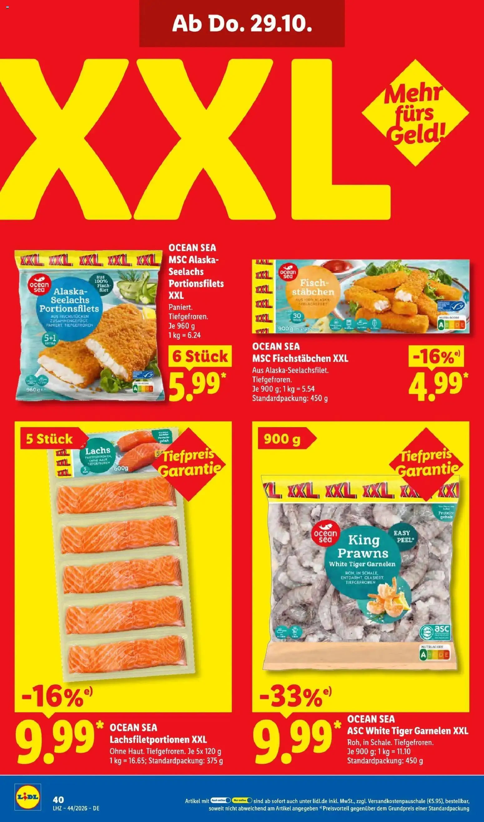 Lidl Prospekt Villingen-schwenningen (ab 26.10.2026) zum Blättern » Angebote | Seite: 62 | Produkte: Garnelen, Fisch, Lachs, Fischstabchen