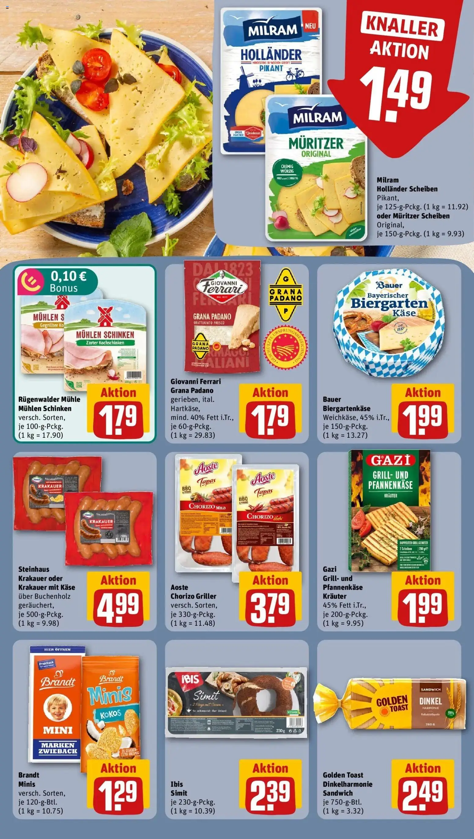 REWE Prospekt ab 10.08.2026 zum Blättern » Angebote | Seite: 14 | Produkte: Grana Padano, Grill, Käse, Toast