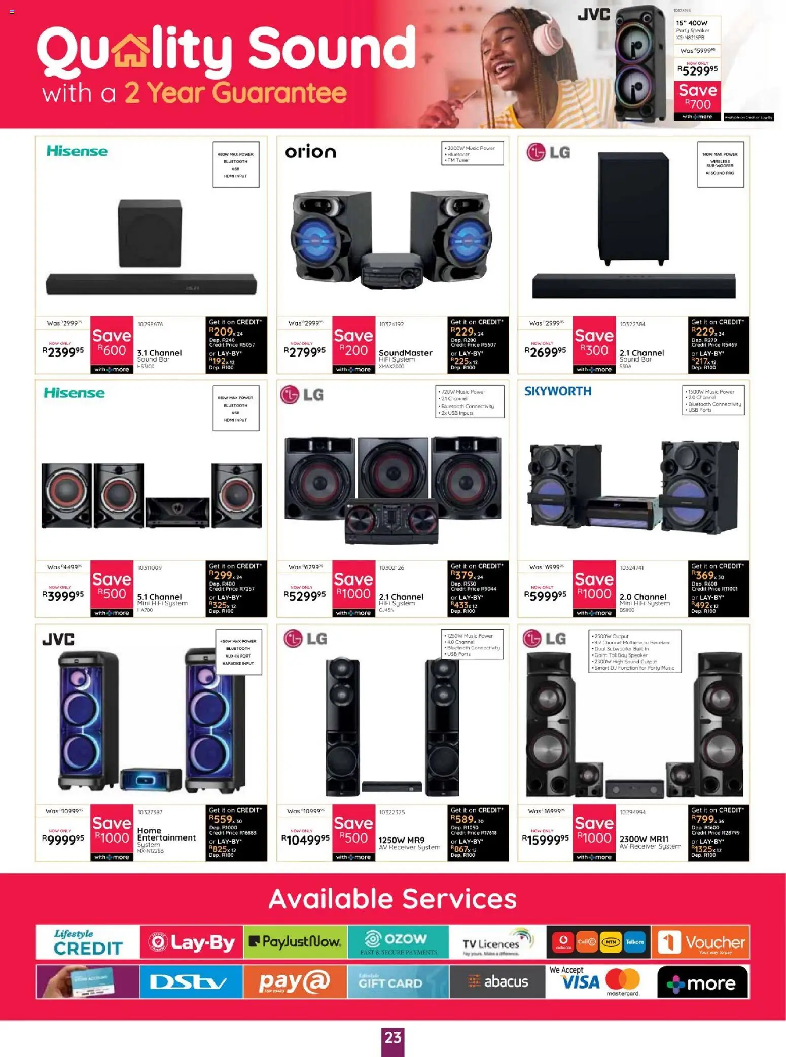 New Bradlows catalogue – valid from 15/10/2026 | Page: 23 | Products: Speaker, USB, TV, Subwoofer