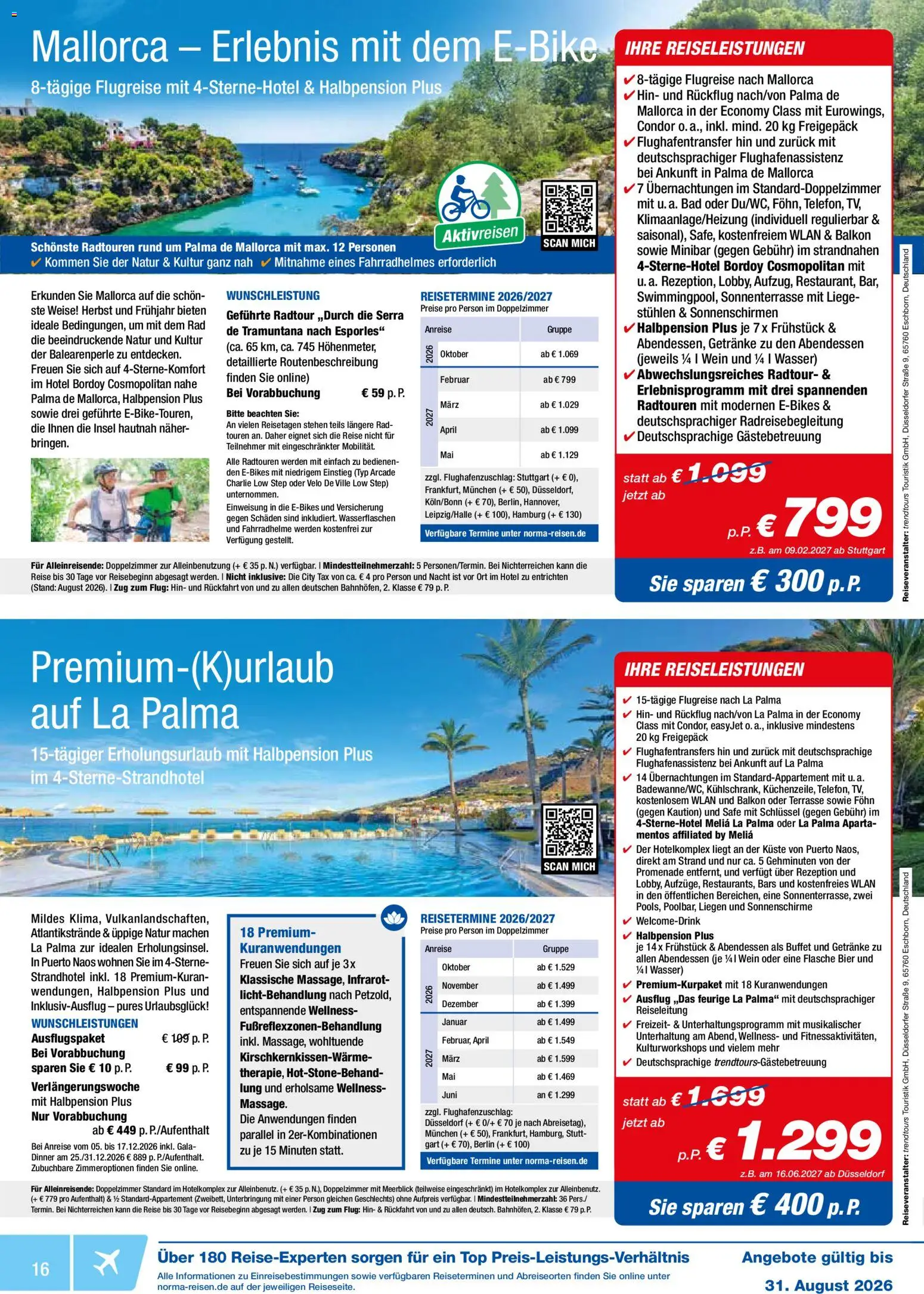 Norma Reisen – gültig ab 01.08.2026 | Seite: 16 | Produkte: Bier, Bad, Wasser, Wein