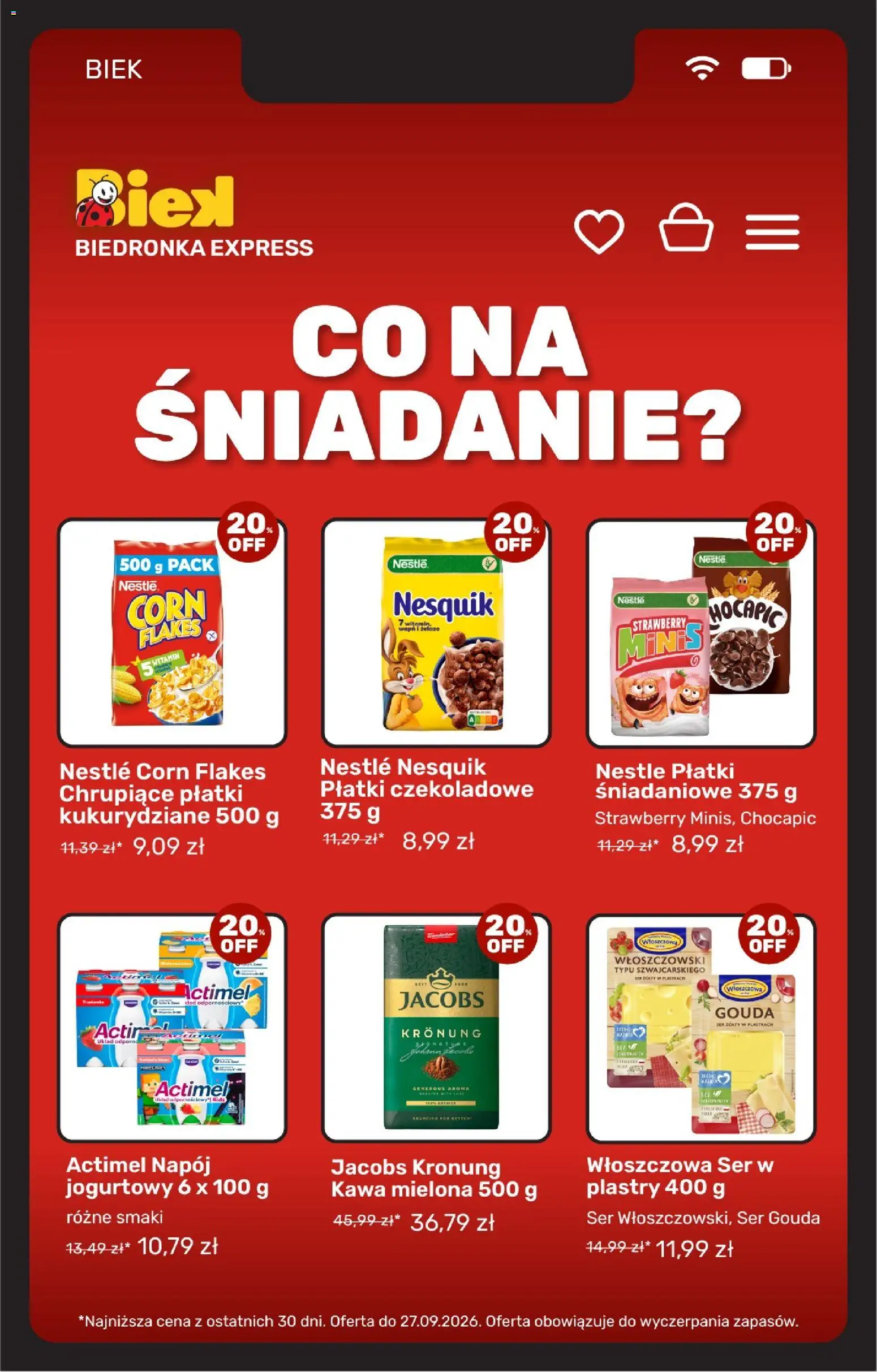Biedronka gazetka - Biek od 26.09.2026 | Strona: 12 | Produkty: Jacobs, Płatki czekoladowe, Kawa, Corn Flakes