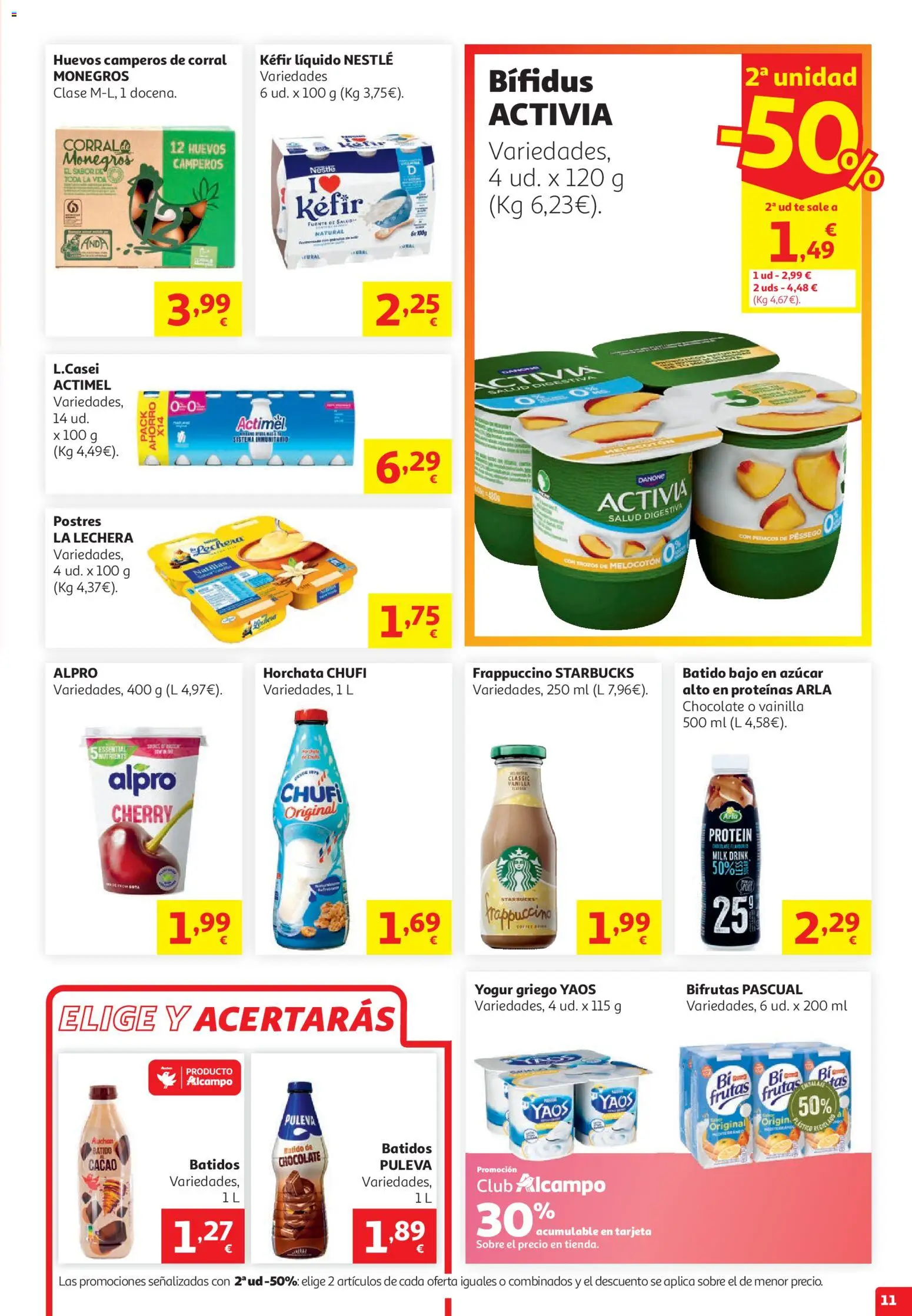 Alcampo HG Catalán Litoral │ válido desde el 29/07/2026 | Página: 11 | Productos: Huevos, Chocolate, Té, Φρυγανιές σικάλεως
