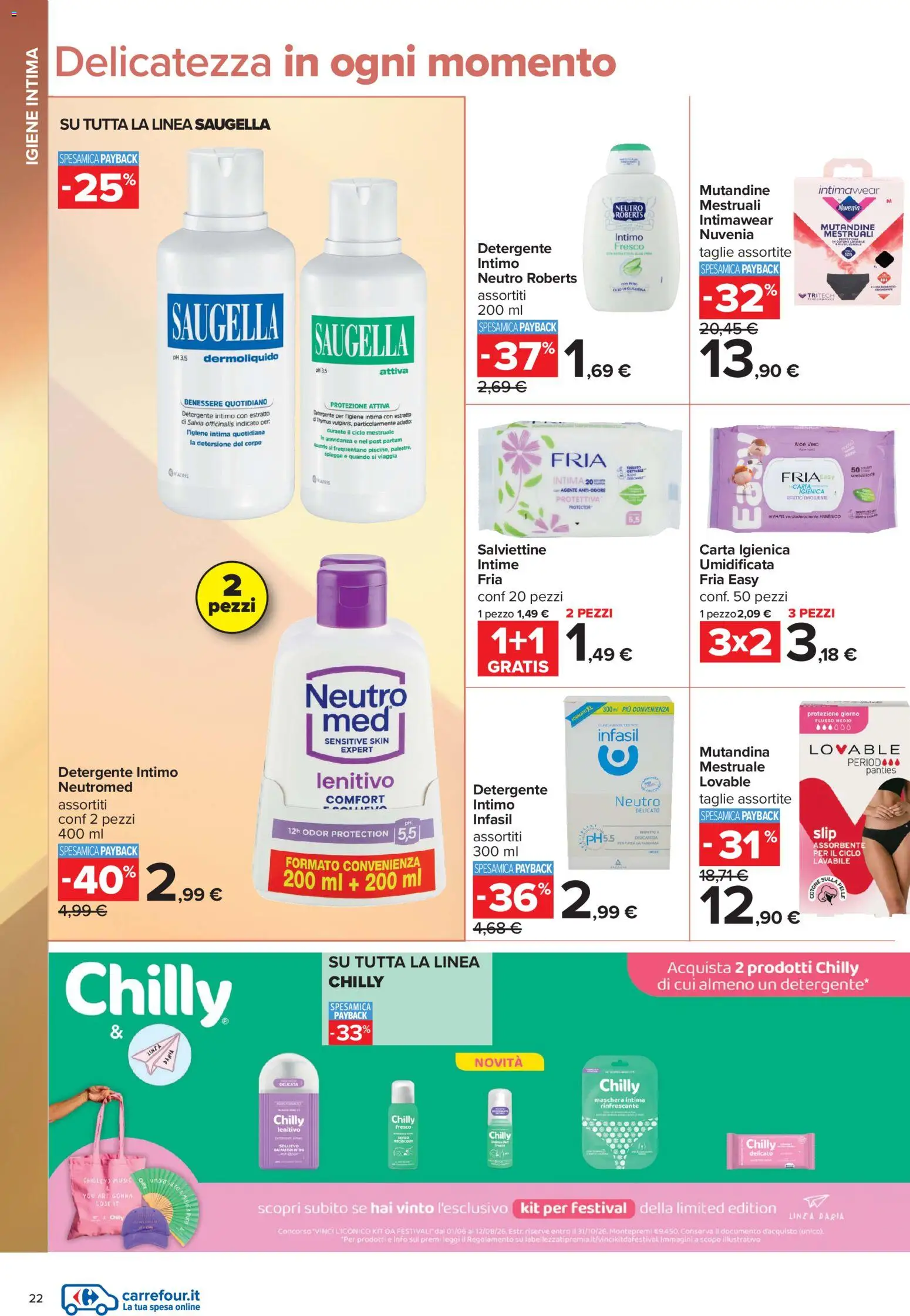 Volantino Carrefour del 10/07/2026 | Pagina: 22 | Prodotti: Detergente intimo, Intimo, Mutandine, Aloe vera