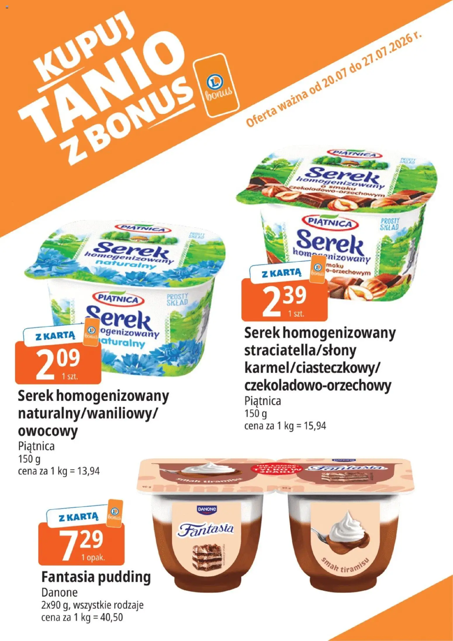 E.Leclerc gazetka - Kupony dodatkowe od 20.07.2026 | Strona: 9 | Produkty: Karta, Serek homogenizowany, Serek, Tiramisu