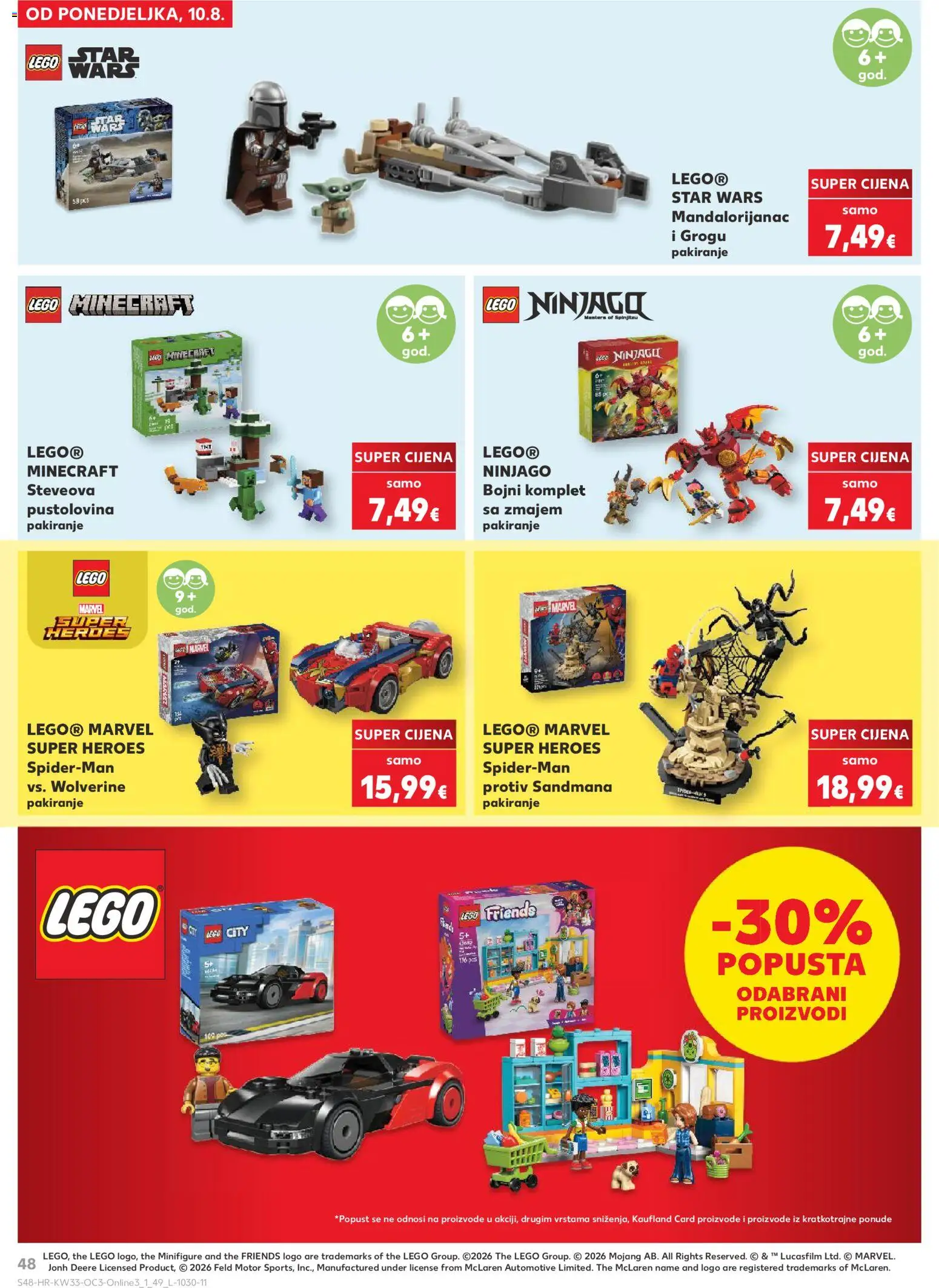 Kaufland HR akciós ujság - amely érvényes a következő dátumtól: 2026.08.10. | Oldal: 48 | Termékek: Star Wars, LEGO, LEGO Friends, Minecraft