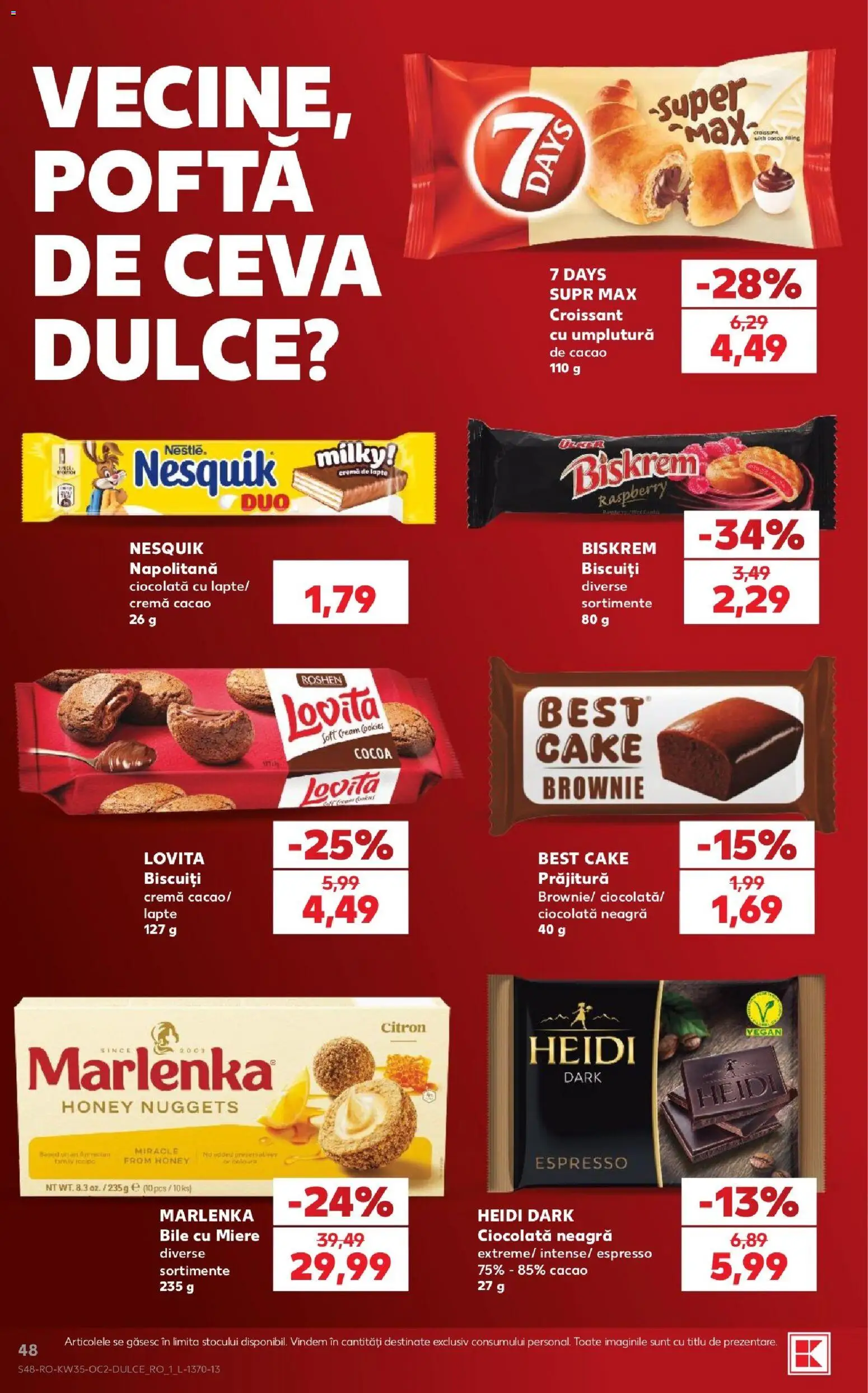 Noul catalog Kaufland – valabil de la 26.08.2026 | Pagină: 48 | Produse: Miere, Lapte, Heidi, Biscuiți