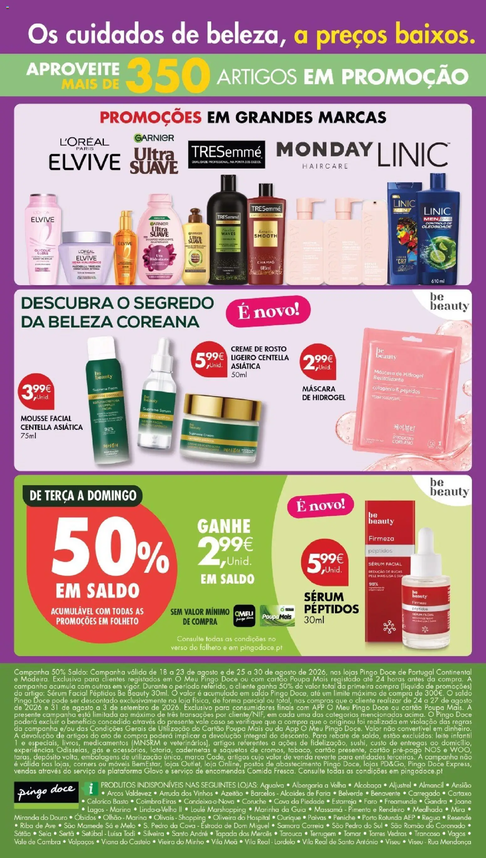 Pingo Doce Beleza │ válido de 18/08/2026 | Página: 16 | Produtos: Pimenta, Shampoo, Leite infantil, Leite