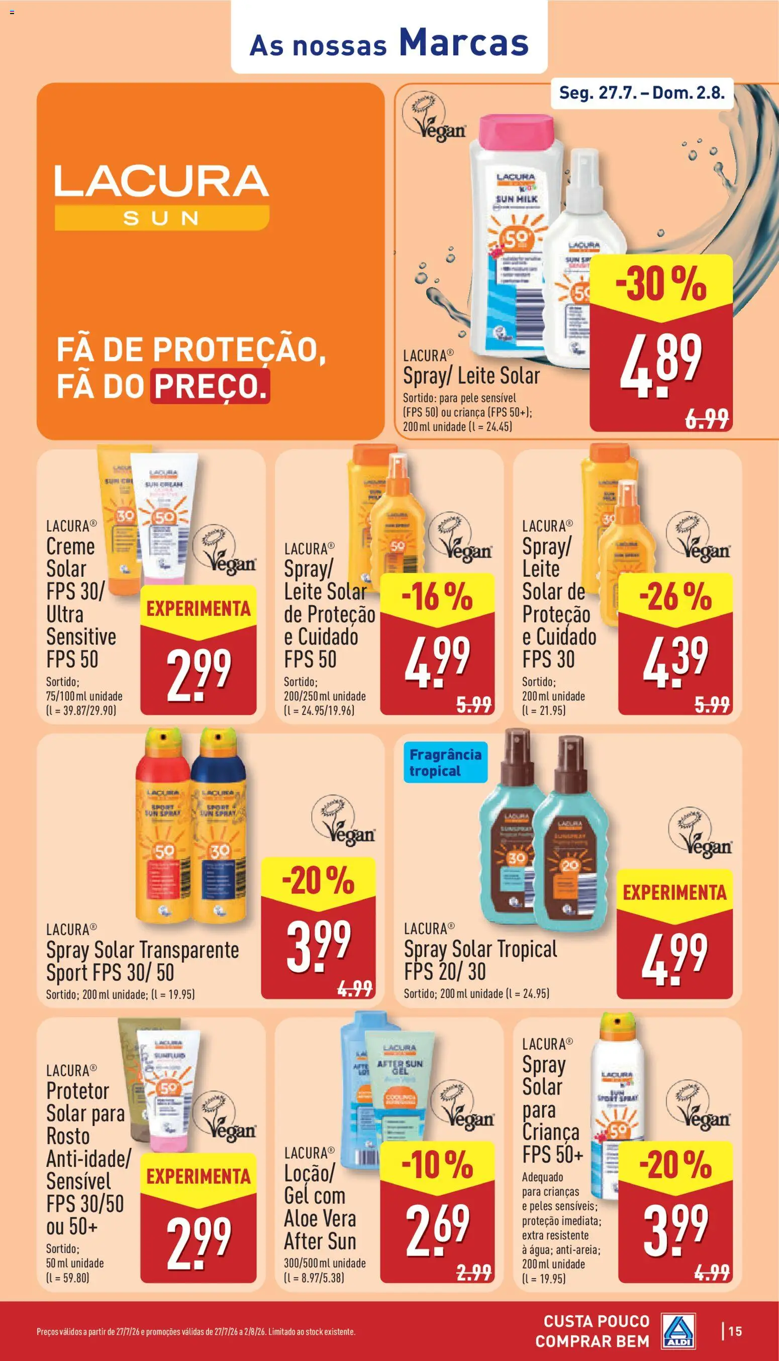 Aldi folheto │ válido de 27/07/2026 | Página: 15 | Produtos: Fragrância, Protetor solar, Leite, Creme
