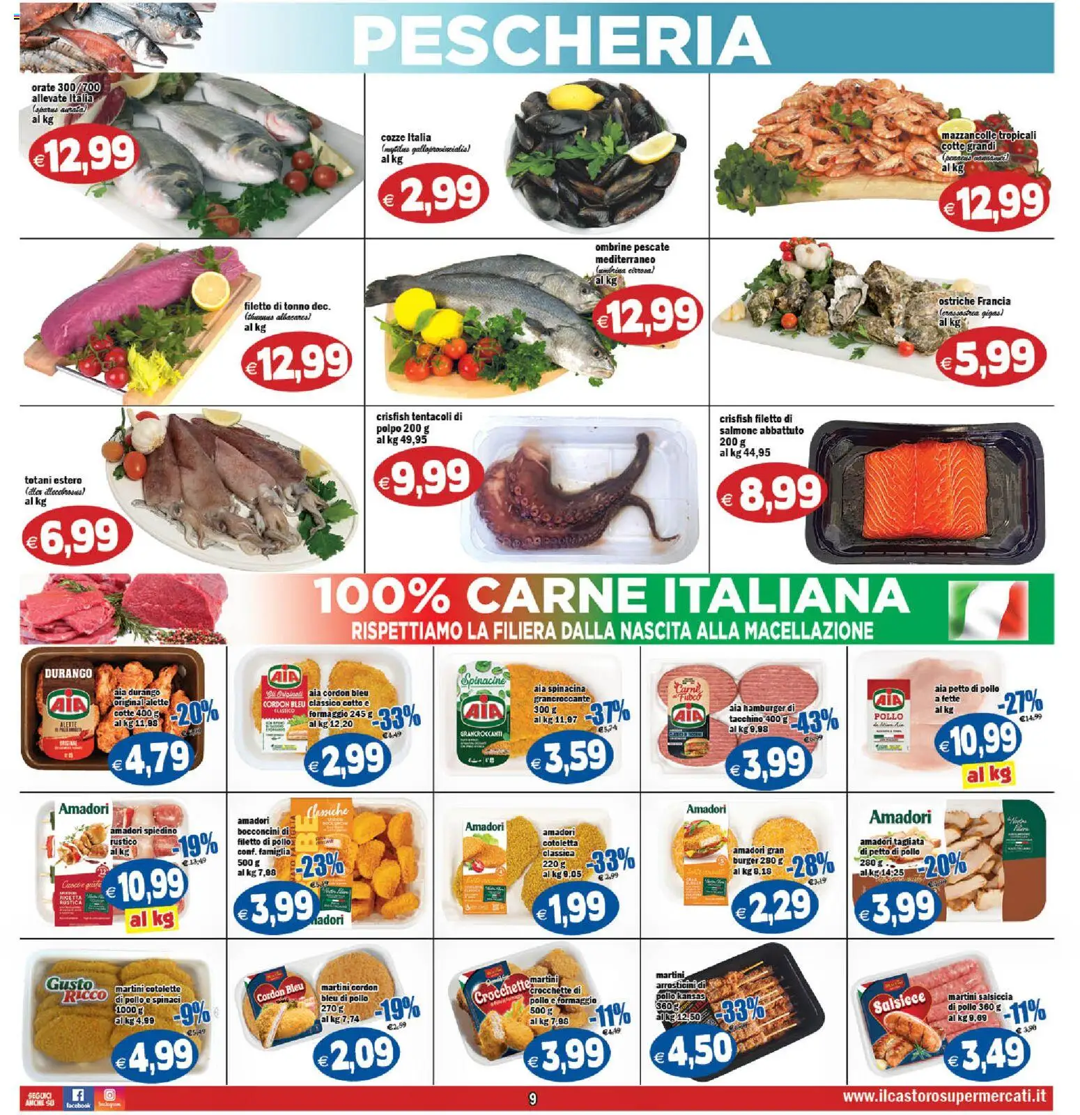 Volantino Il Castoro del 10.06.2026 | Pagina: 9 | Prodotti: Petto di Pollo, Mazzancolle, Tacchino, Crocchette