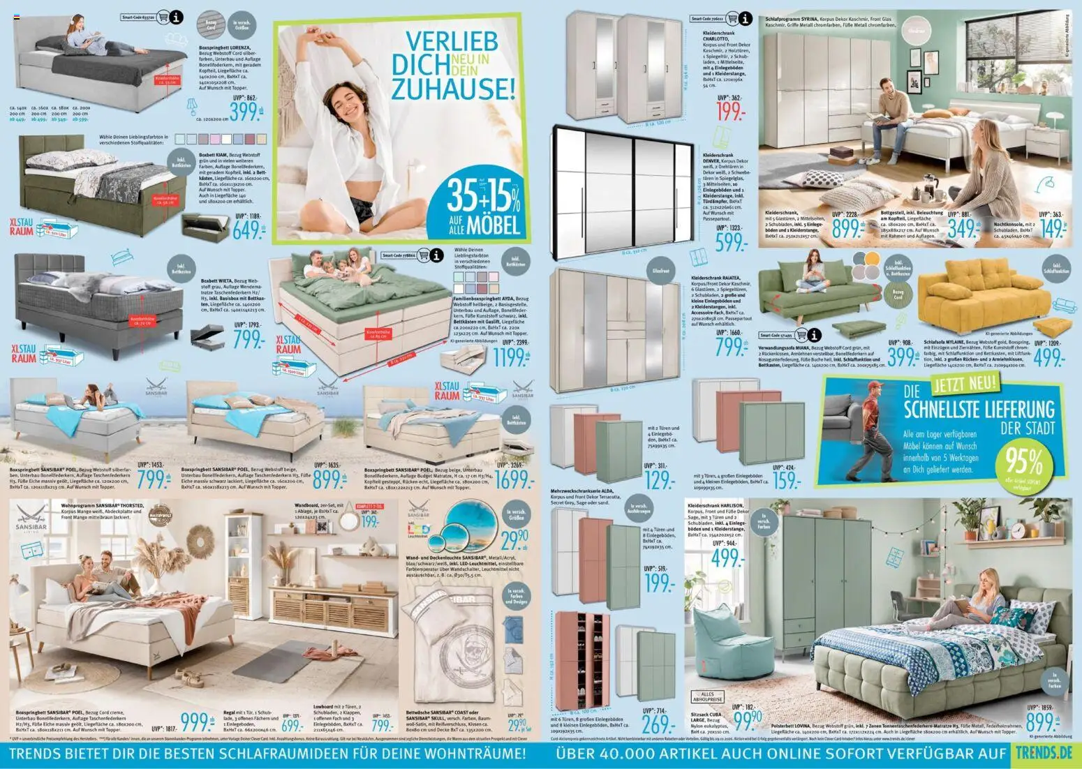 Trends Prospekt – gültig ab 26.09.2026 | Seite: 3 | Produkte: Lowboard, Boxspringbett, Bettwäsche, Mango