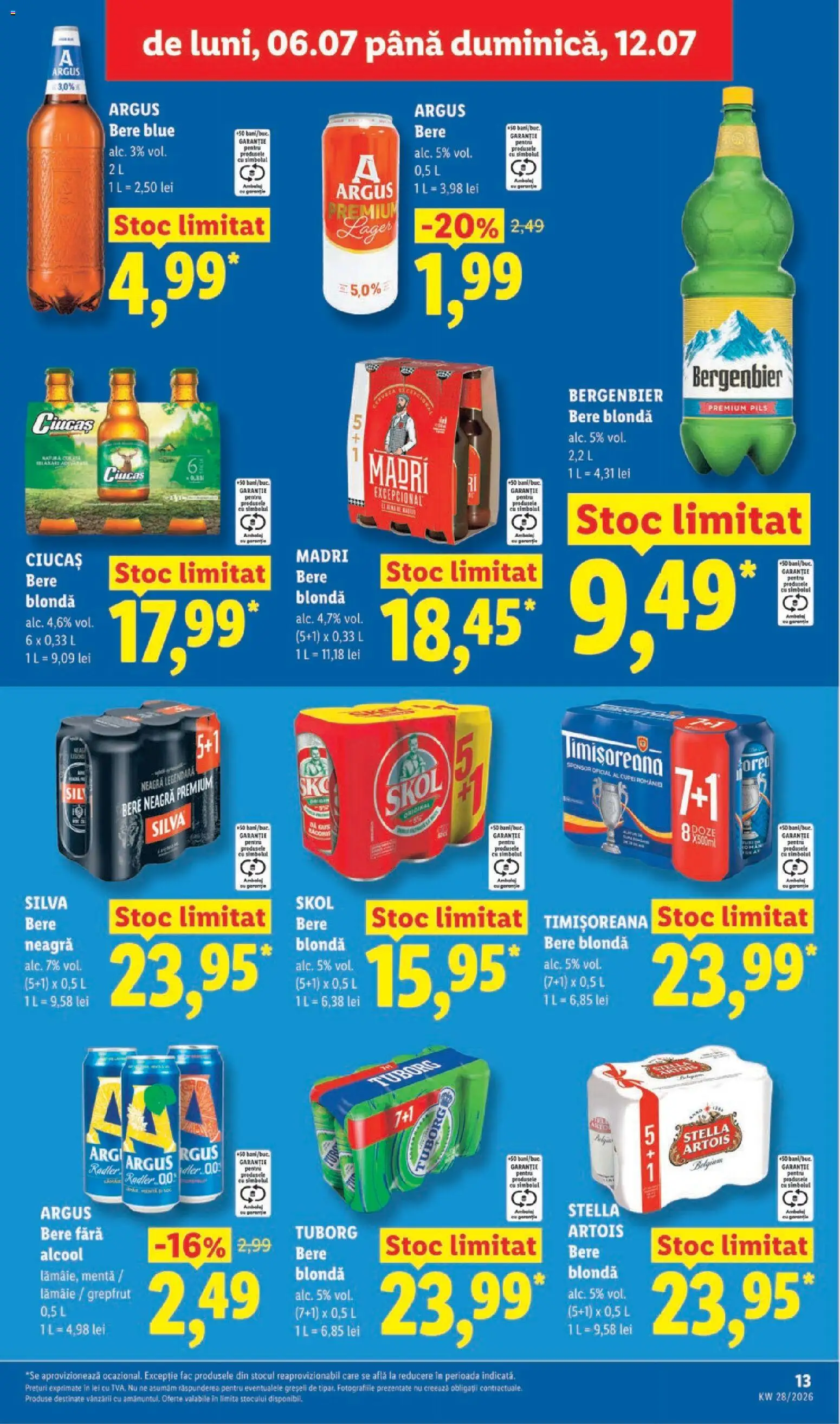 Noul catalog Lidl – valabil de la 06.07.2026 | Pagină: 13 | Produse: Bere, Plastik Kulübe, Grepfrut, Lămâie