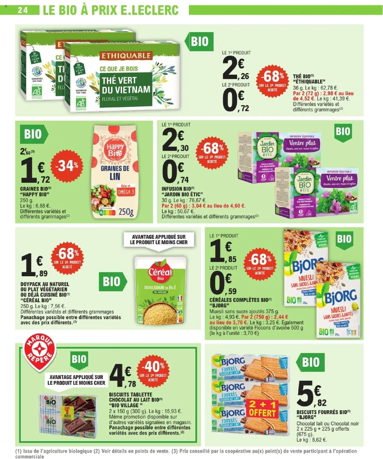 {H1} | Page: 24 | Produits: Lait bio, Lait, Céréal bio, Chocolat au lait