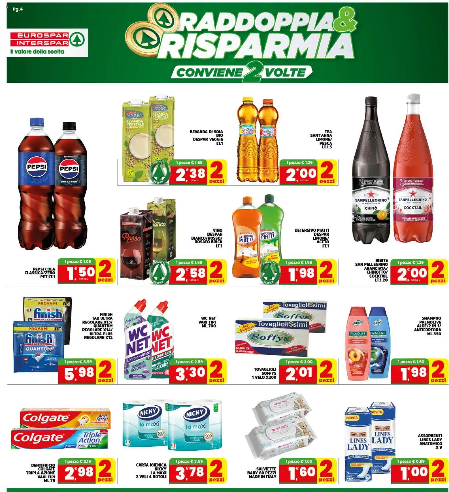 Volantino Eurospar del 08.05.2026 | Pagina: 4 | Prodotti: Shampoo, Carta igienica, Limone, Bevanda di soia
