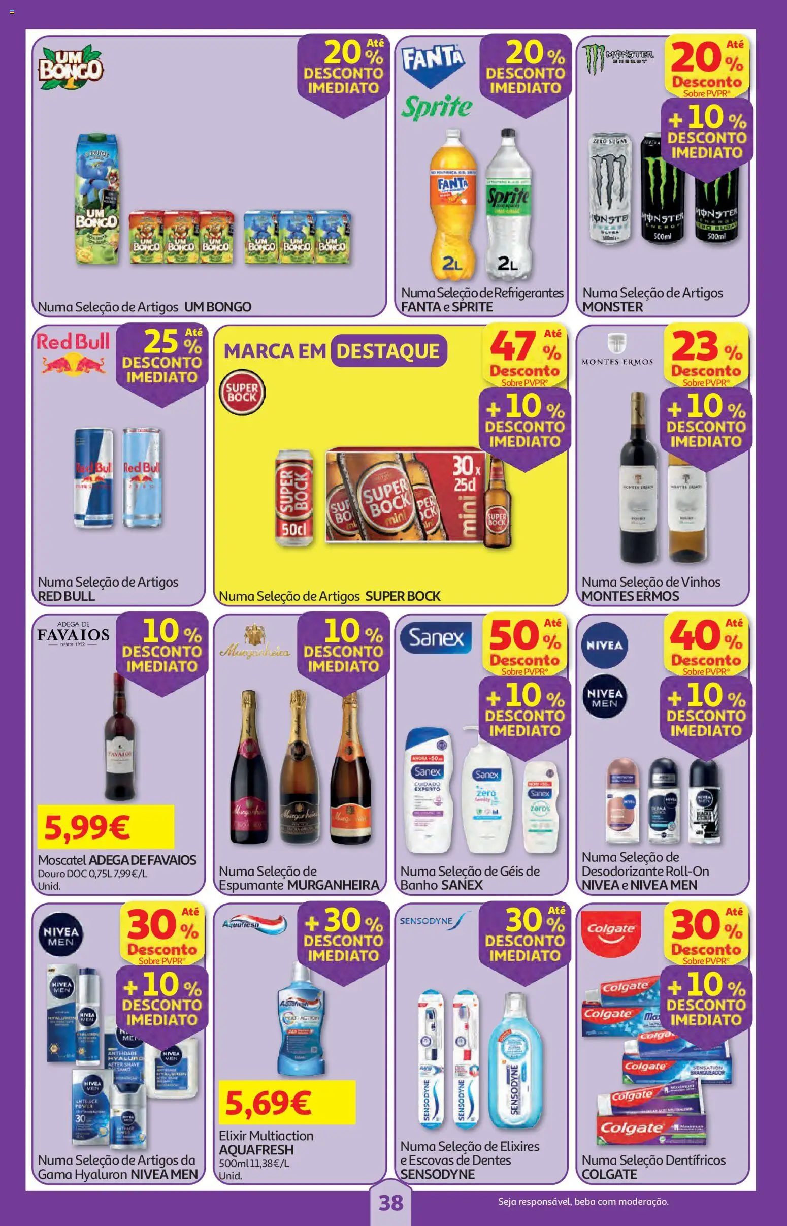 Auchan folheto │ válido de 18.06.2026 | Página: 38 | Produtos: Espumante, Super bock, Desodorizante, Banho